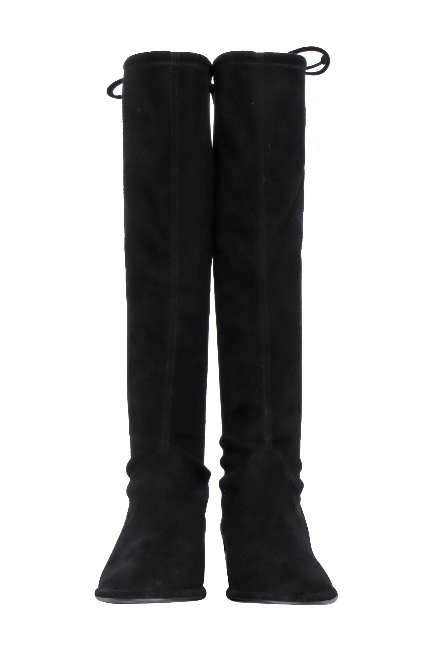 Stuart Weitzman's Stunning Black Suede Knee - High Flat Boots in Size 8