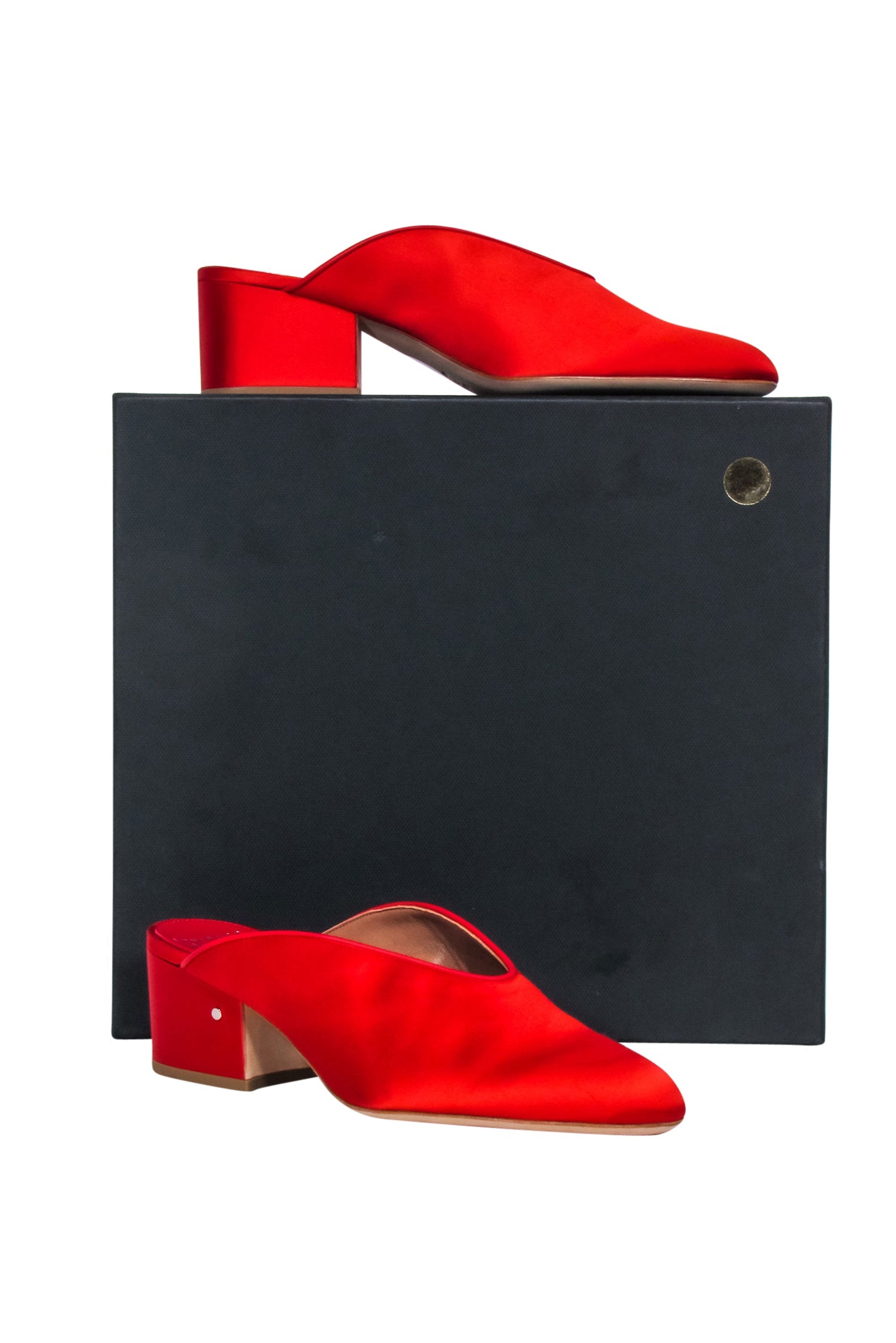 Laurence Dacade Red Satin Mule Heels - Size 10: Holiday Glam!