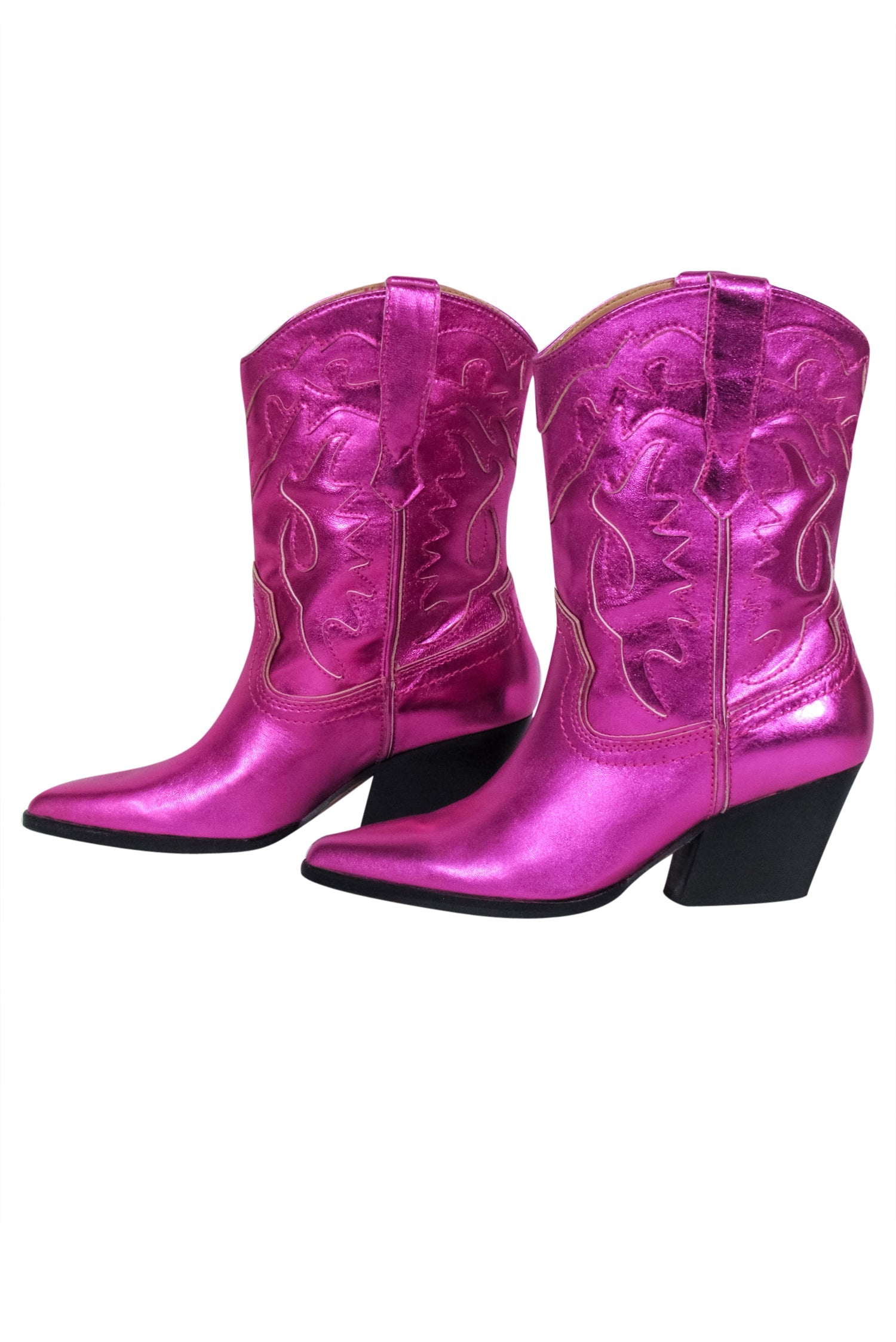 Dolce Vita Metallic Pink Western Short Boots - Size 7.5 - Sparkle at the Rodeo!