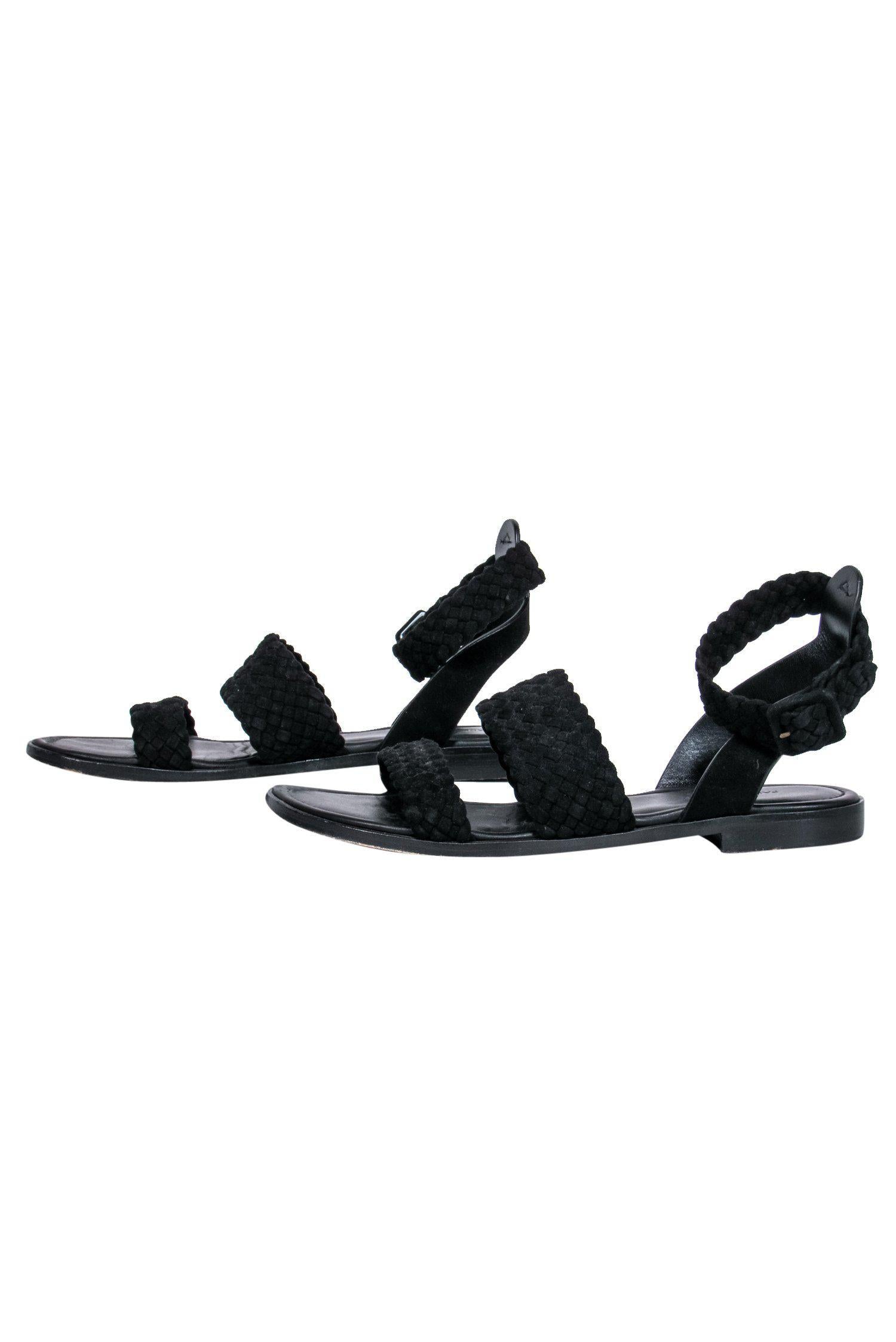 Paul Andrew's Stunning Black Woven Strappy Sandals - Size 8.5