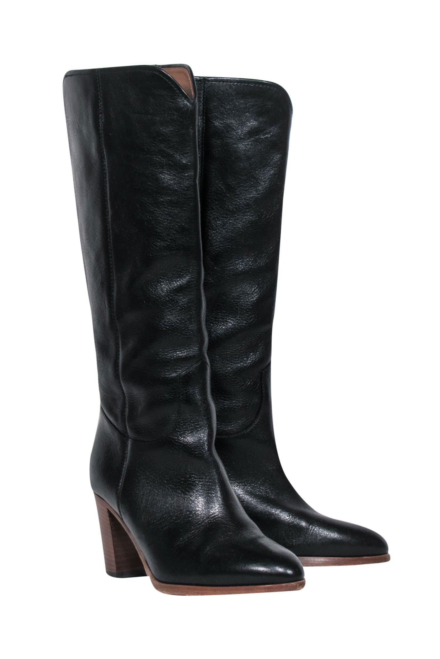 Frye's Stunning Black Leather Western-Style Heeled Boots - Size 7