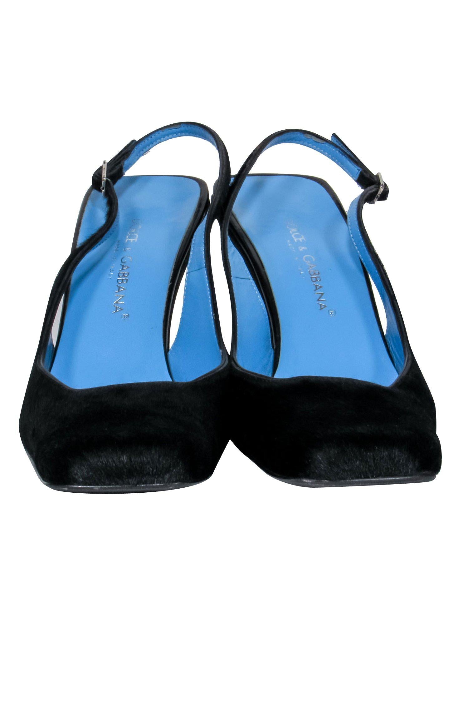 Dolce & Gabbana Vintage Black Square Toe Pony Hair Slingbacks - Size 8.5 - Dance the Night Away!