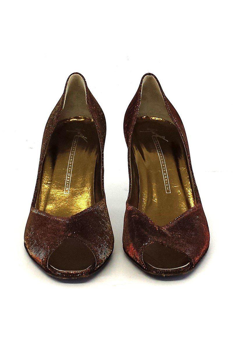 Giuseppe Zanotti Bronze Metallic Peep Toe Pumps - Size 8: A Fashion Statement!
