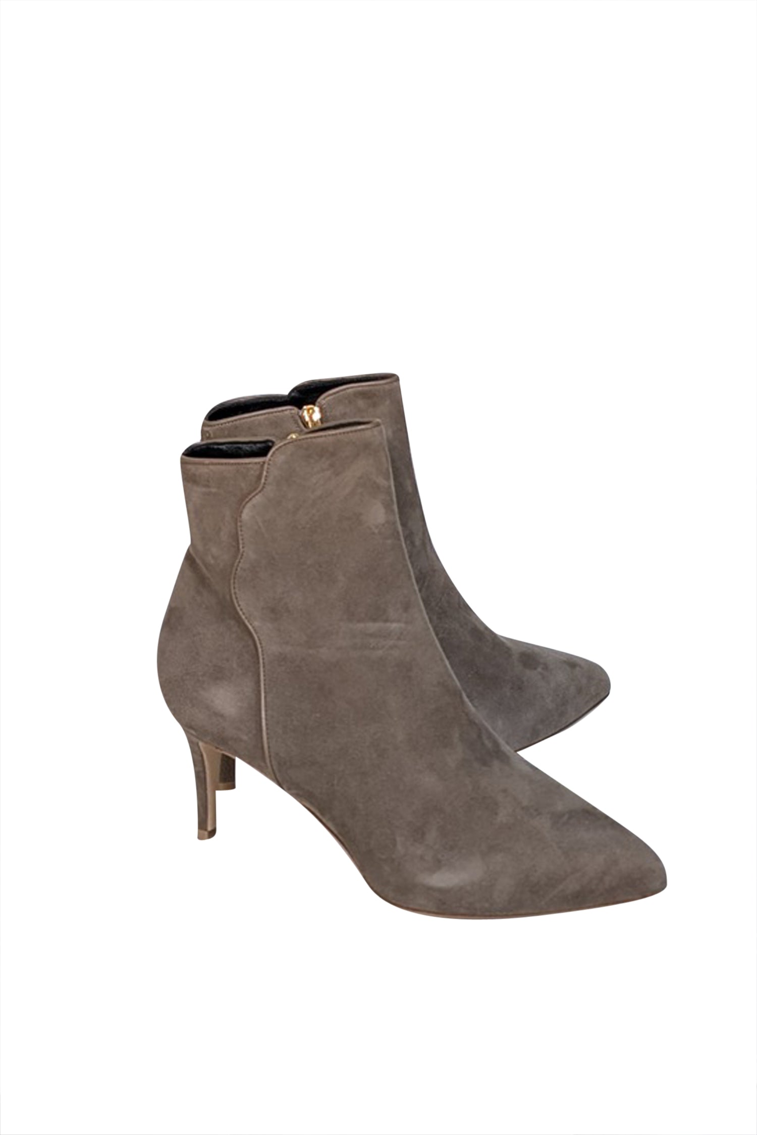 Sarah Flint Taupe Suede Pointed Toe Heel Boots - Size 11: A Must-Have for Style Lovers!