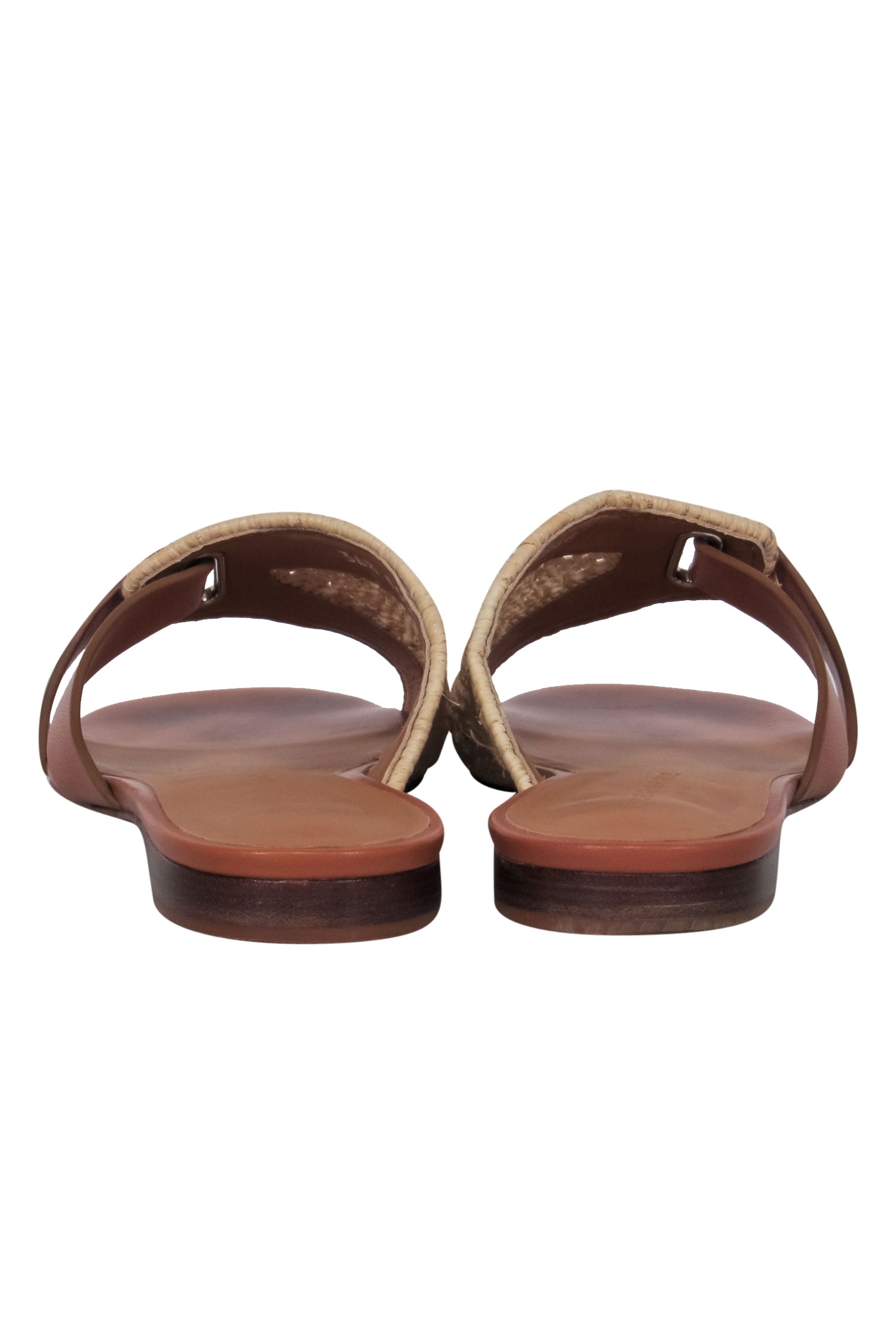 Clergerie's Gorgeous Brown Leather & Woven Rattan Slide Sandals - Size 6.5