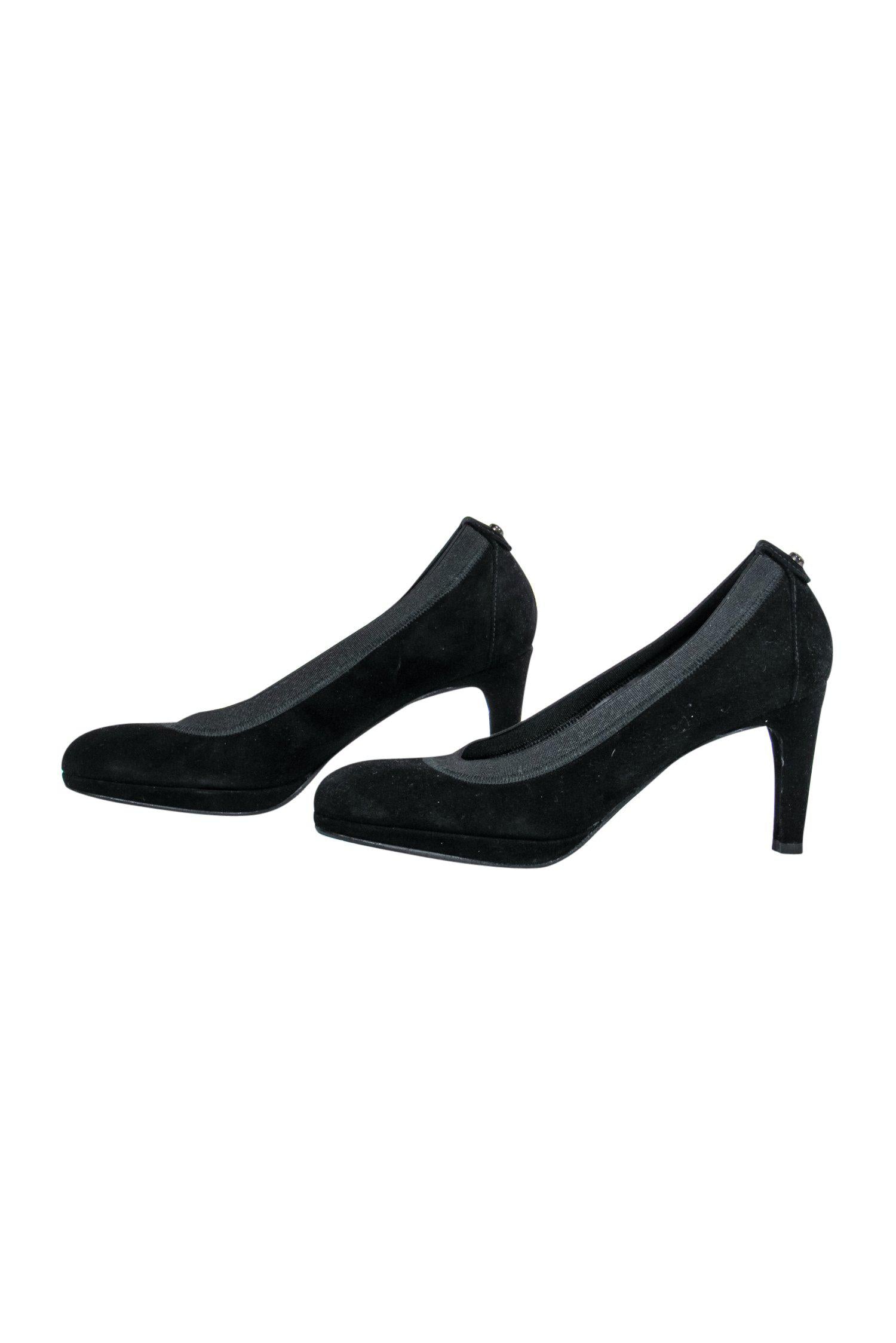 Stuart Weitzman Black Suede Rounded Toe Pumps - Size 5 - A Timeless Chic Choice