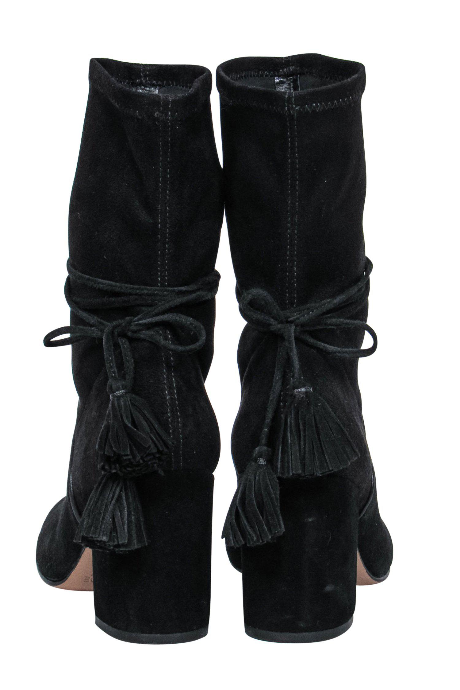 Rachel Zoe's Bohemian Black Suede Tassel Booties - Size 6