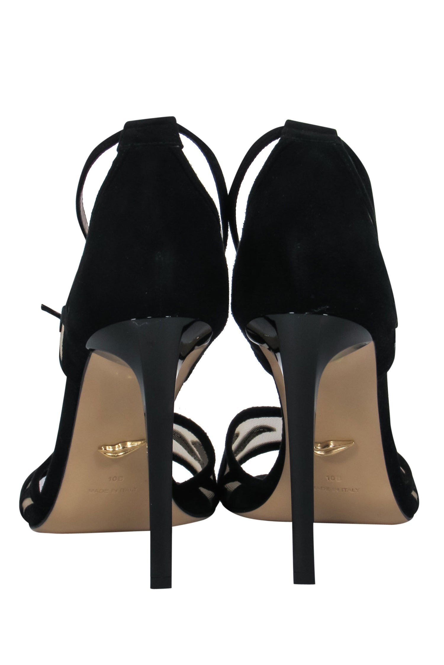 Diane von Furstenberg - Glamorous Black Suede & Mesh Anklestrap Stilettos in Size 10