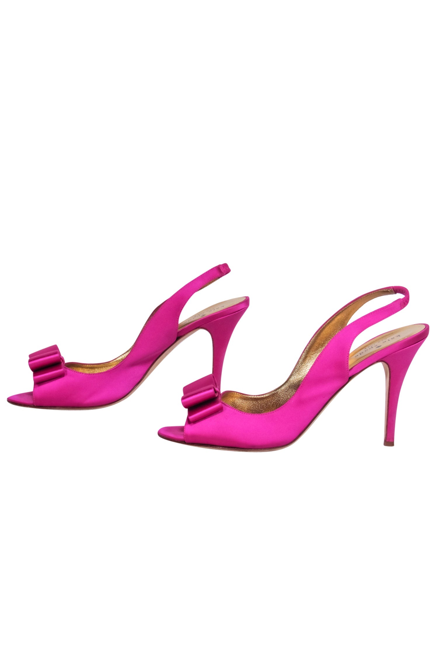 Kate Spade Fuchsia Satin Bow Slingback Peep Toe Pumps - Size 10