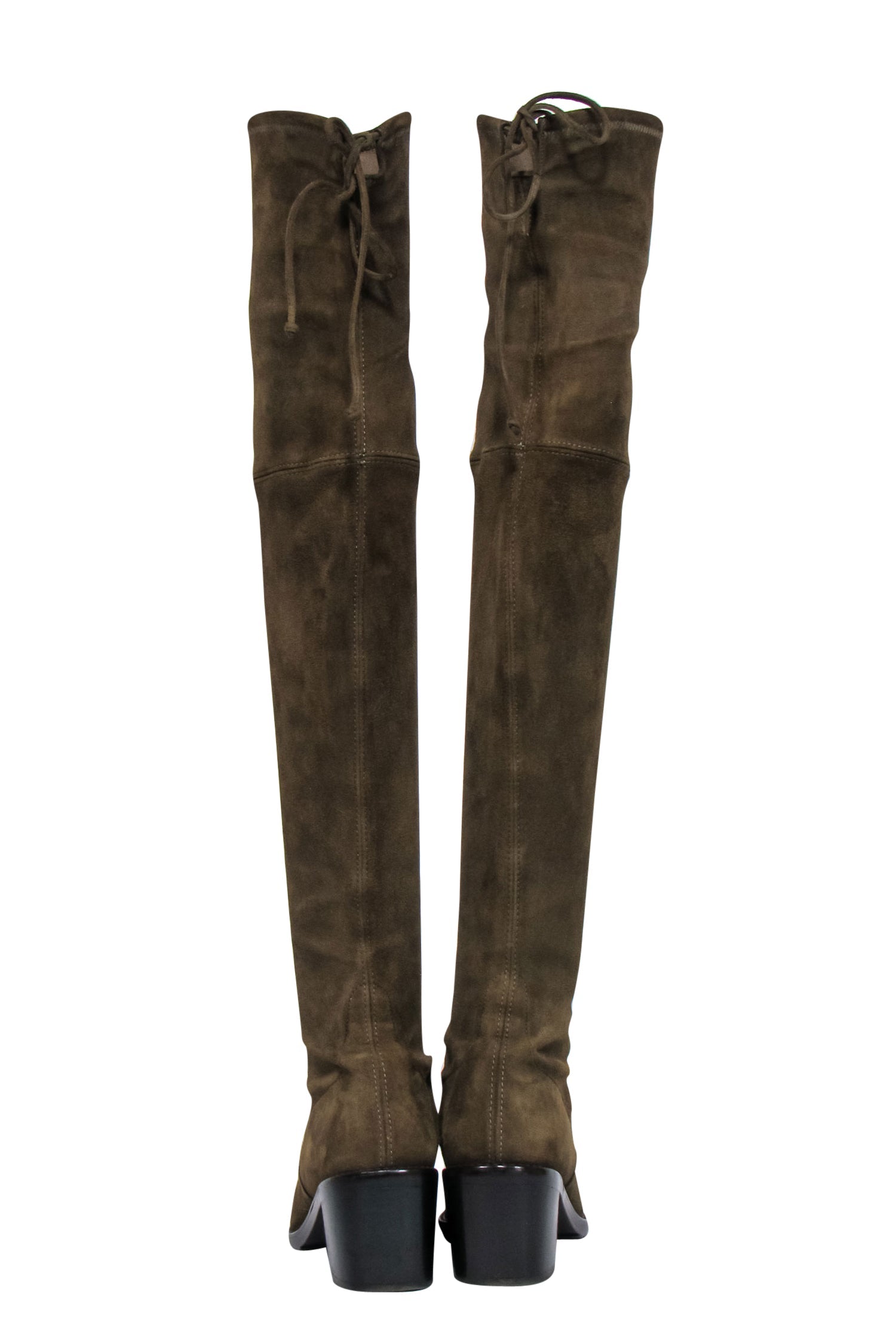 Stuart Weitzman Olive Suede Block Heel Over-the-Knee Boots - Size 8