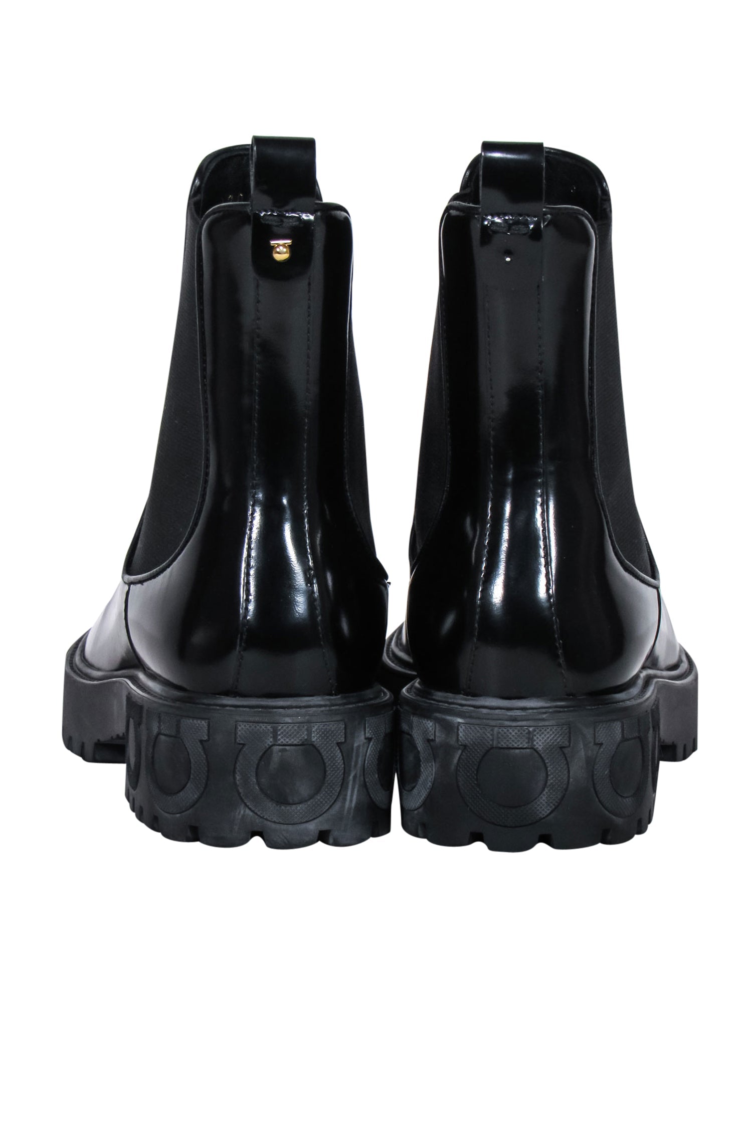 Ferragamo Black Leather Block Heel Booties - Size 9.5: A Fashion Statement!