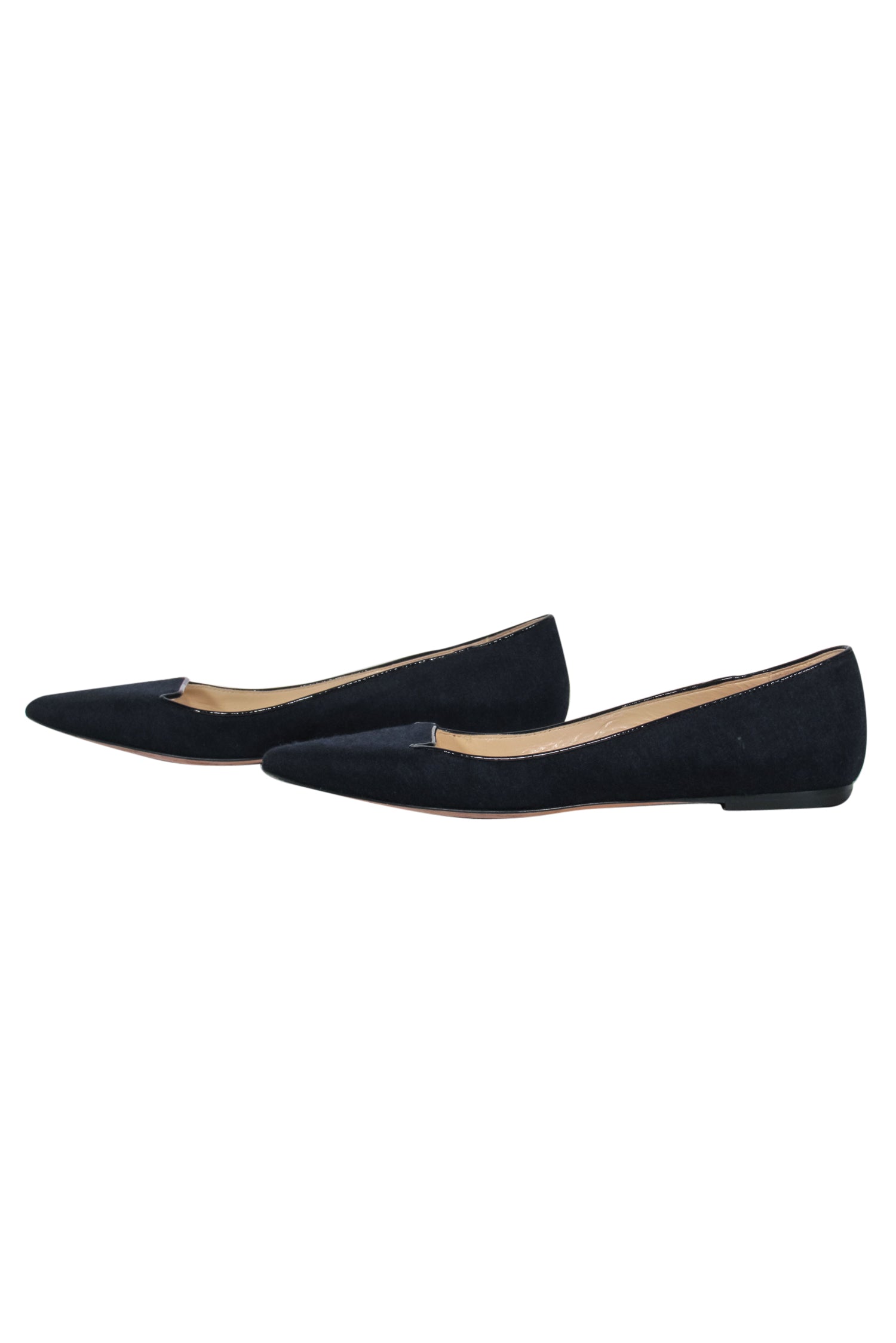 Jimmy Choo Dark Navy Felt Pointed Toe Ballet Flats - Size 6.5: Timeless Elegance!