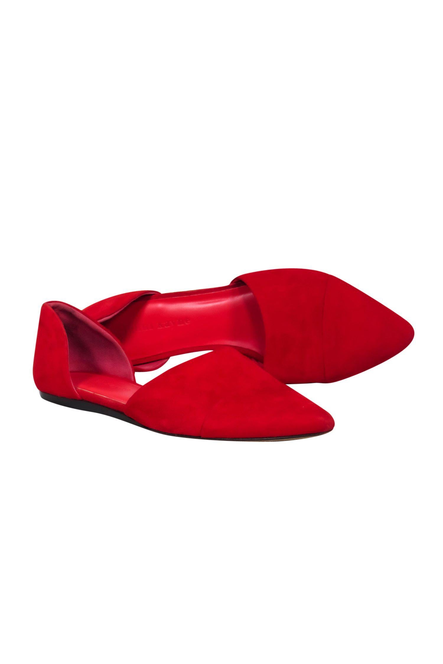 Jenni Kayne's Red Suede Pointed Toe Flats - Size 10: A Must-Have for Fashionistas!