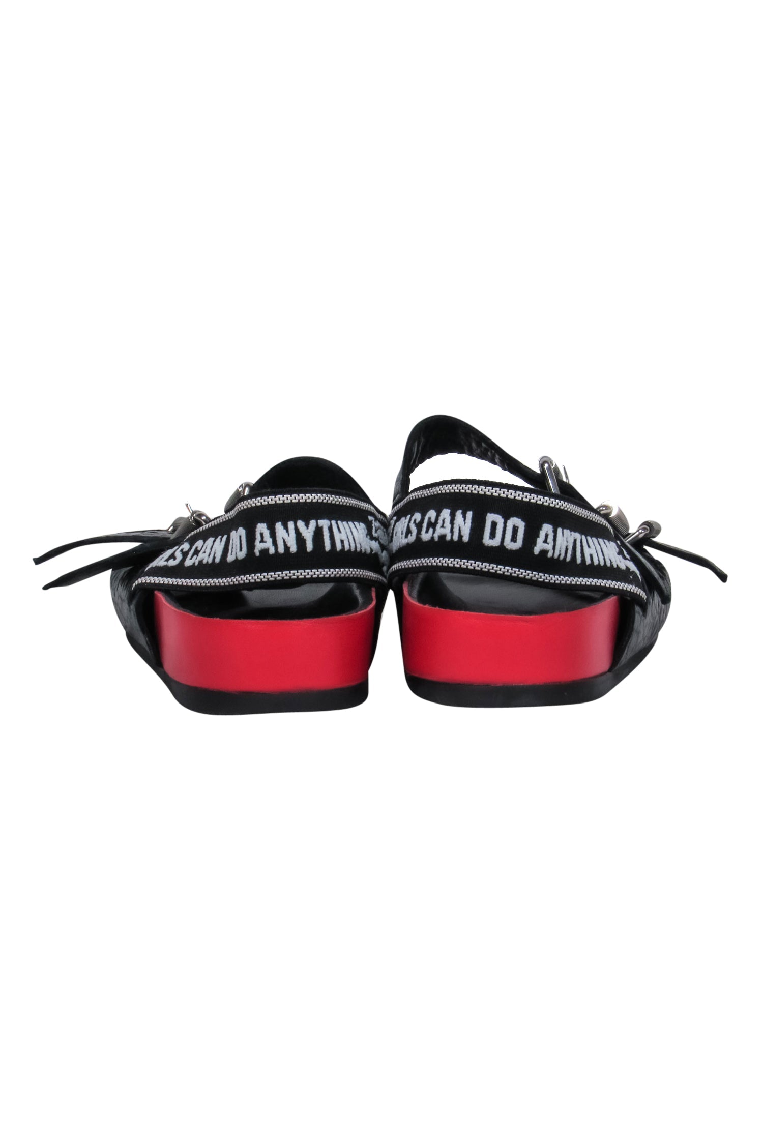 Zadig & Voltaire - Stunning Black & Red Reptile Embossed Leather Slide Sandals in Size 6