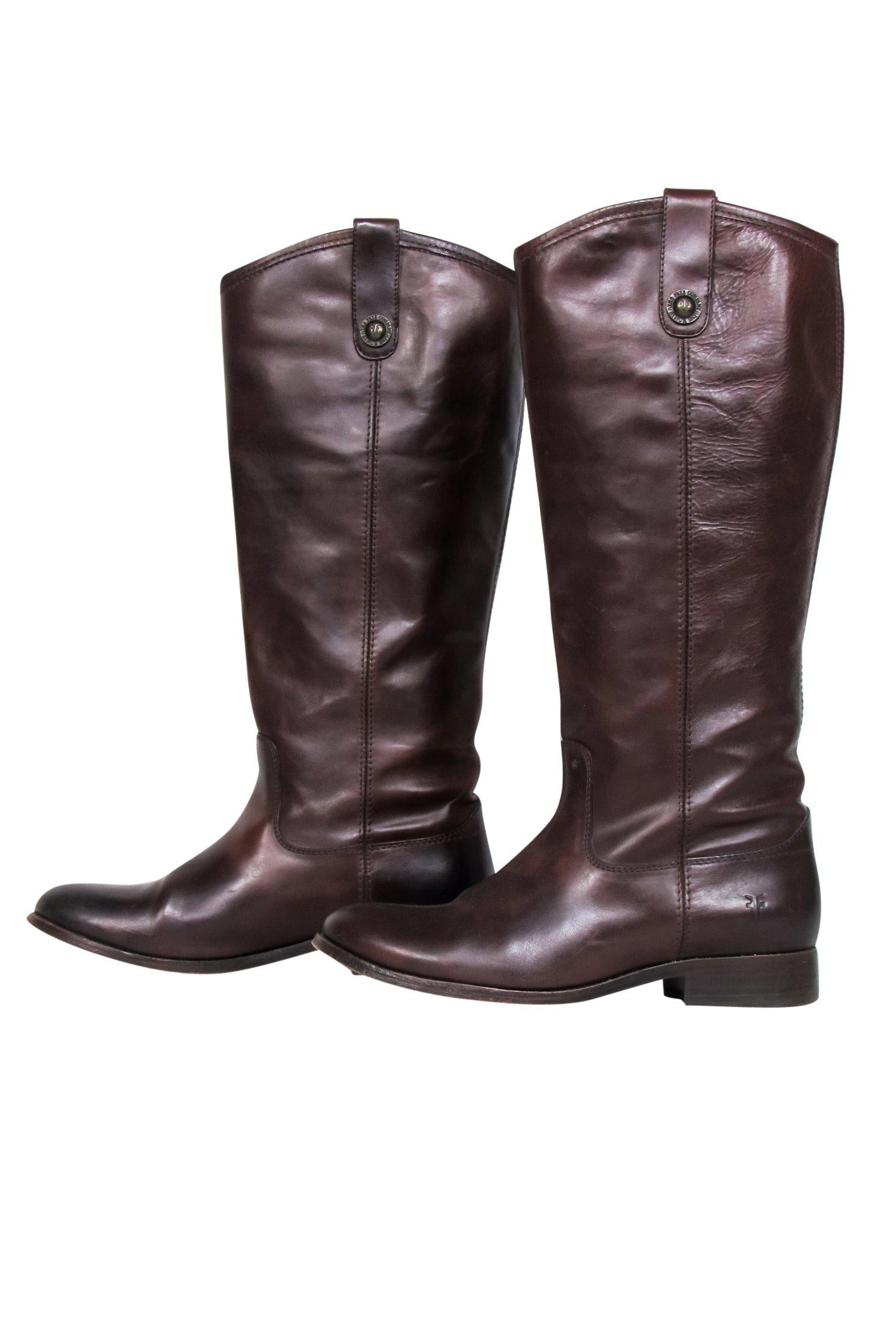 Frye Brown Leather Knee-High Riding Boots - Size 7