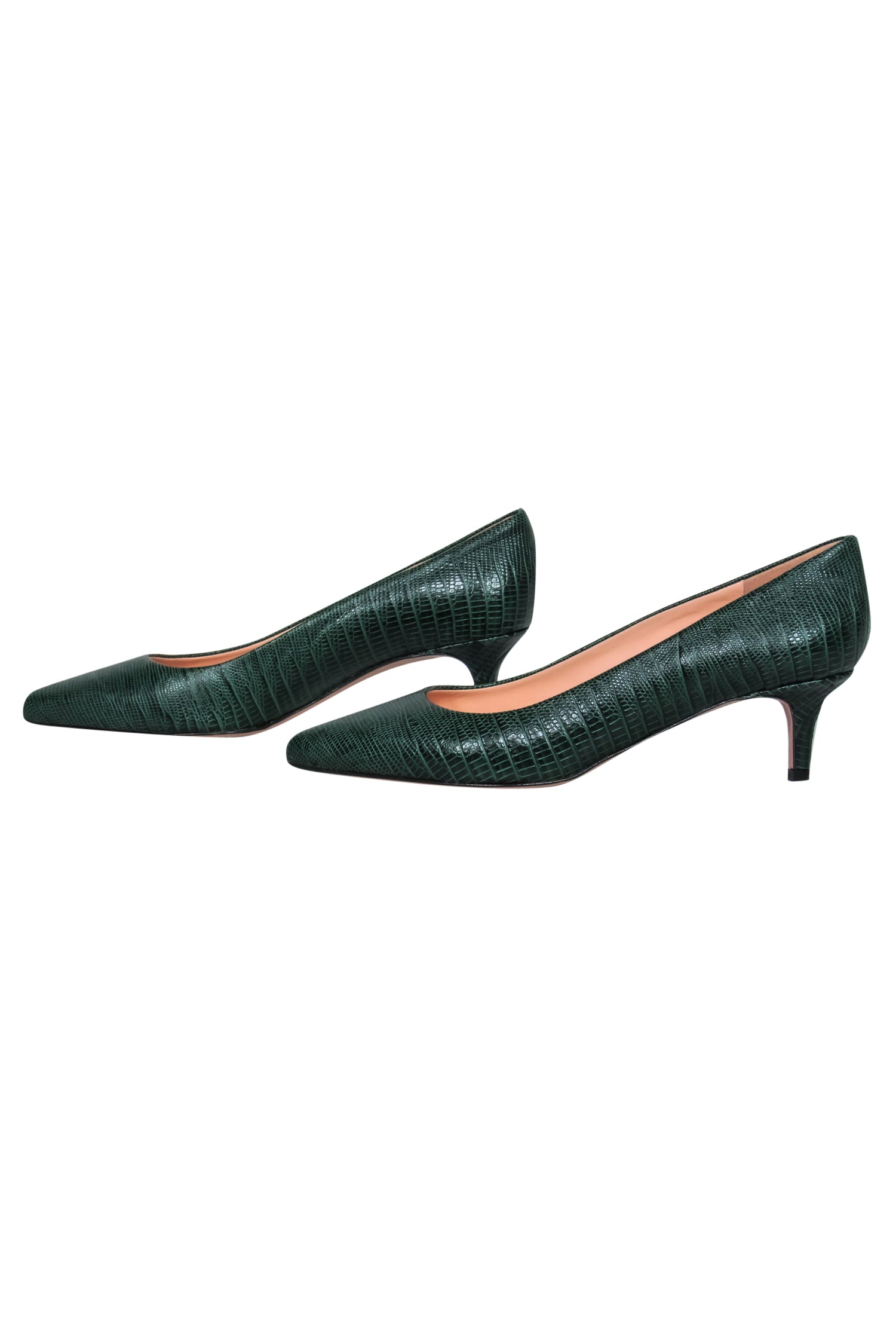 J.Crew Emerald Green Crocodile Embossed Kitten Heels - Size 9: Fierce and Fabulous!
