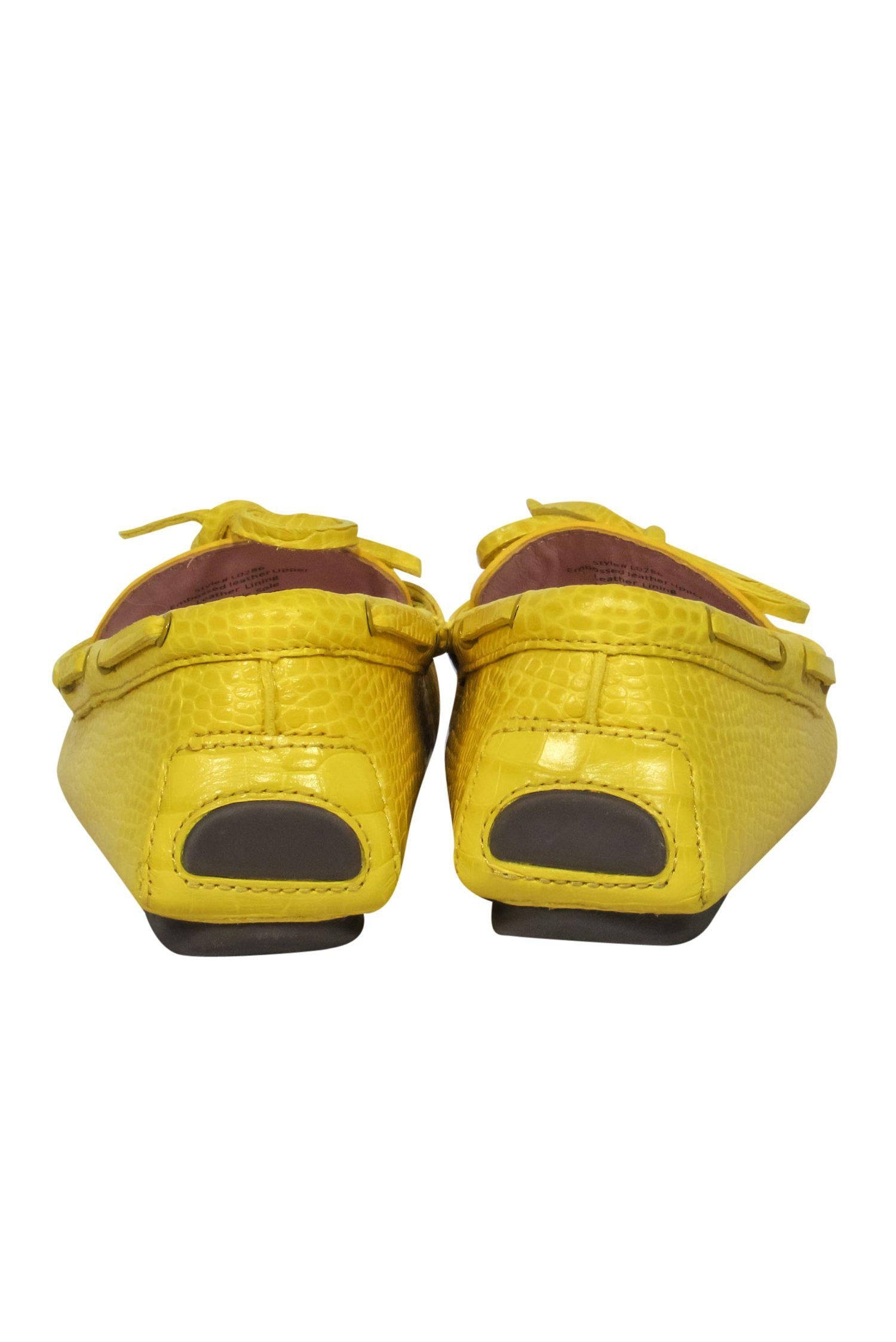 J.Crew - Stunning Bright Yellow Reptile Embossed Leather Loafers in Size 8.5