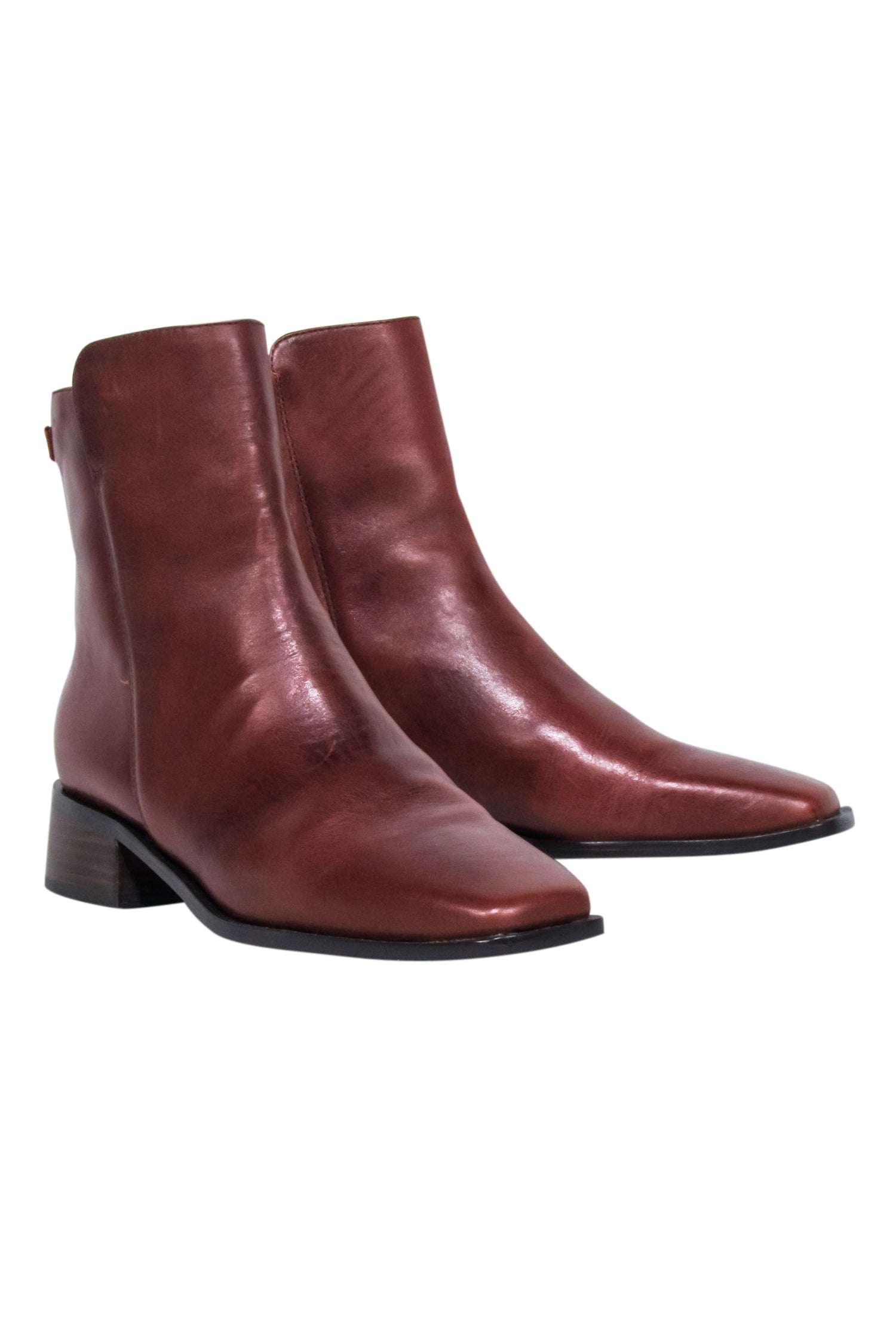 Sam Edelman Brown Leather Square Toe Short Boots - Size 8: Step Out in Style!