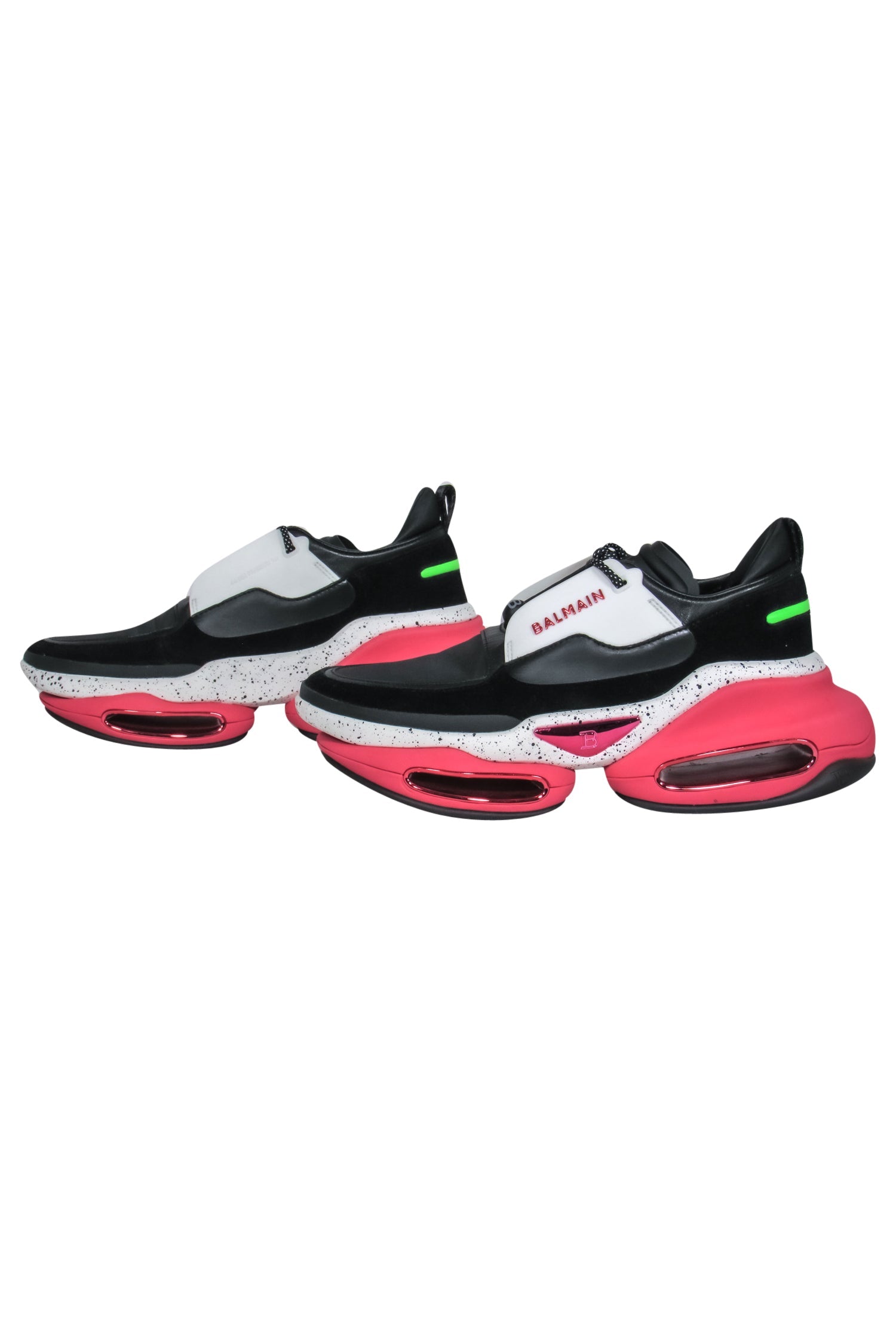 Balmain - Stunning Black, White & Pink Chunky B-Bold Sneakers in Size 10