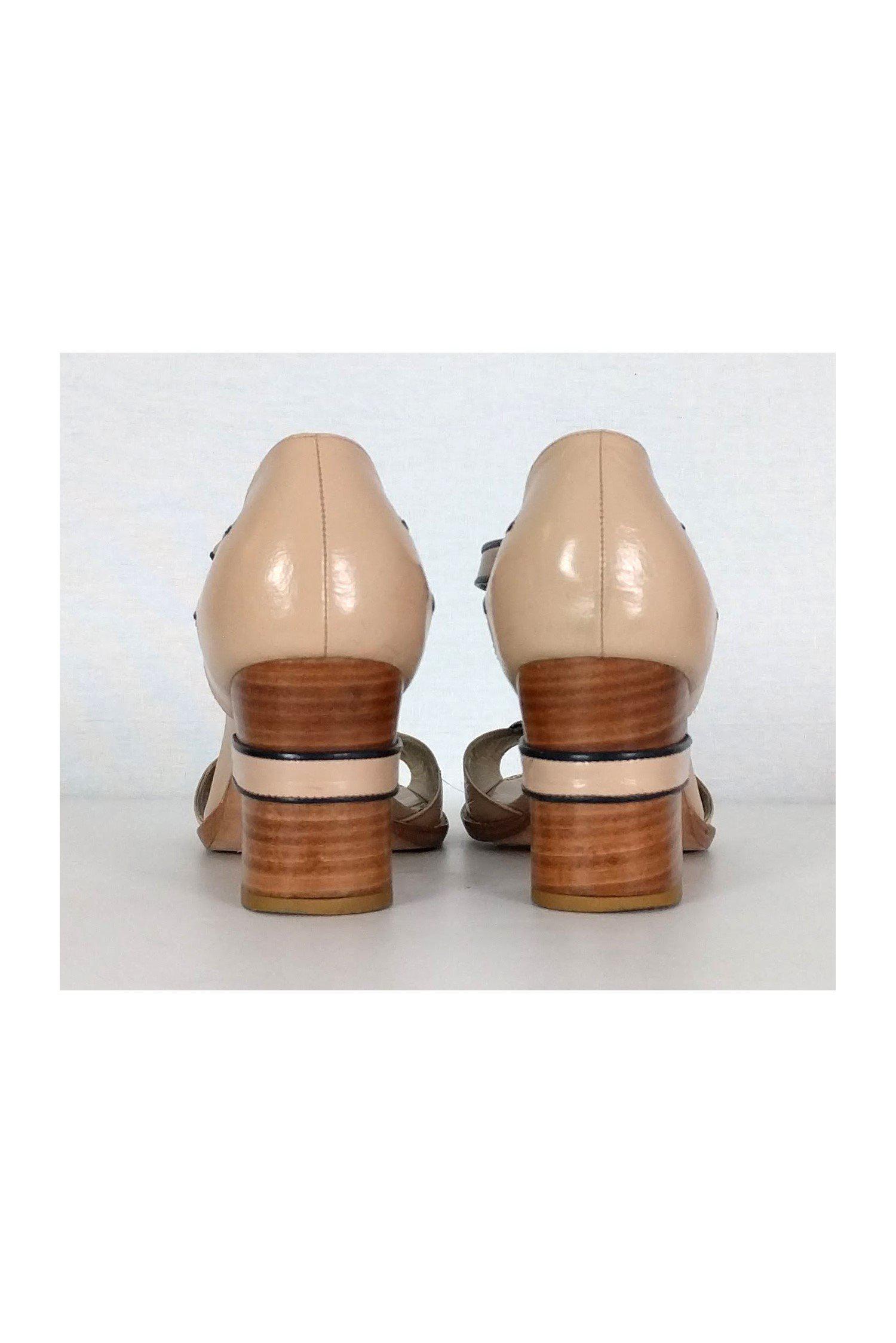 Sarah Chofakian's Stunning Nude Pink T-Strap Heels - Size 7