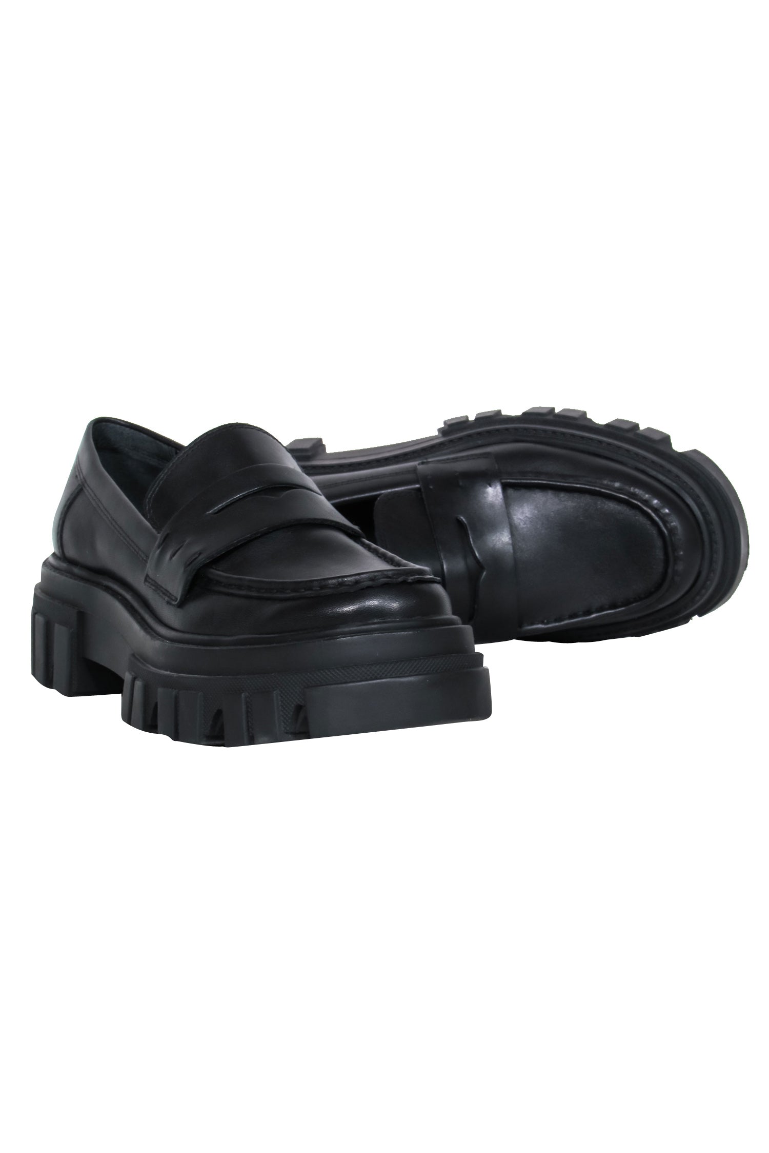 Marc Fisher - Stunning Black Leather Platform Loafers in Size 7