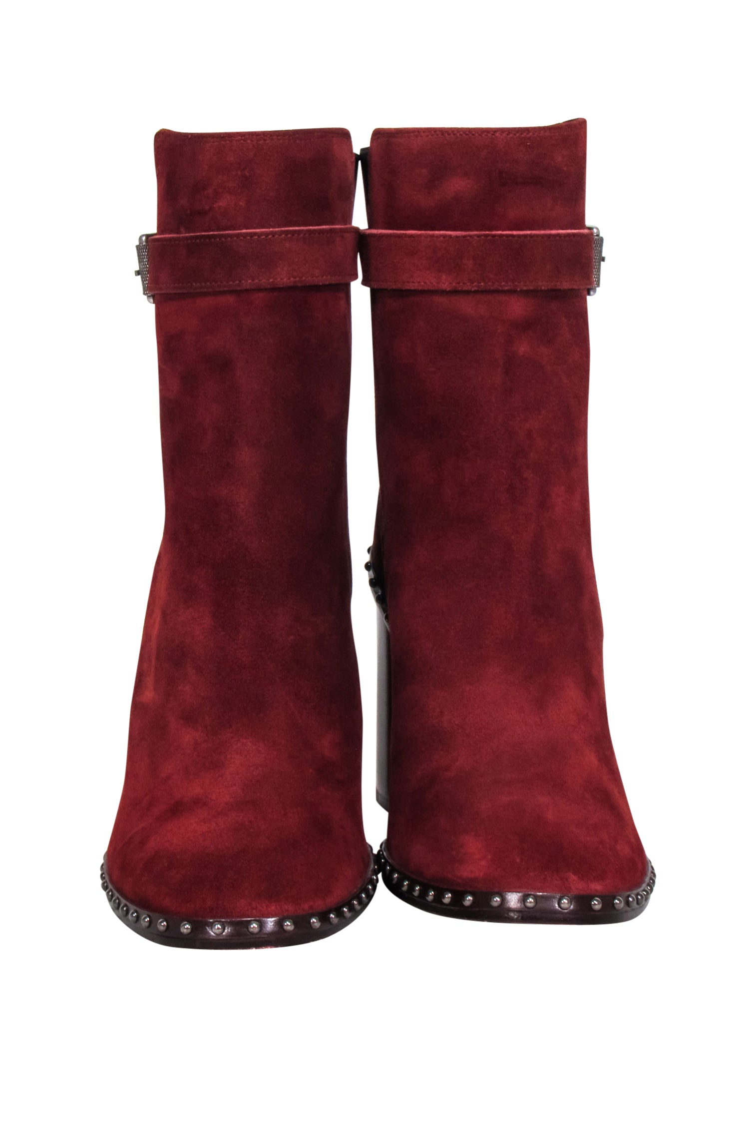Rag & Bone Rust Red Studded Suede Short Boots - Size 8