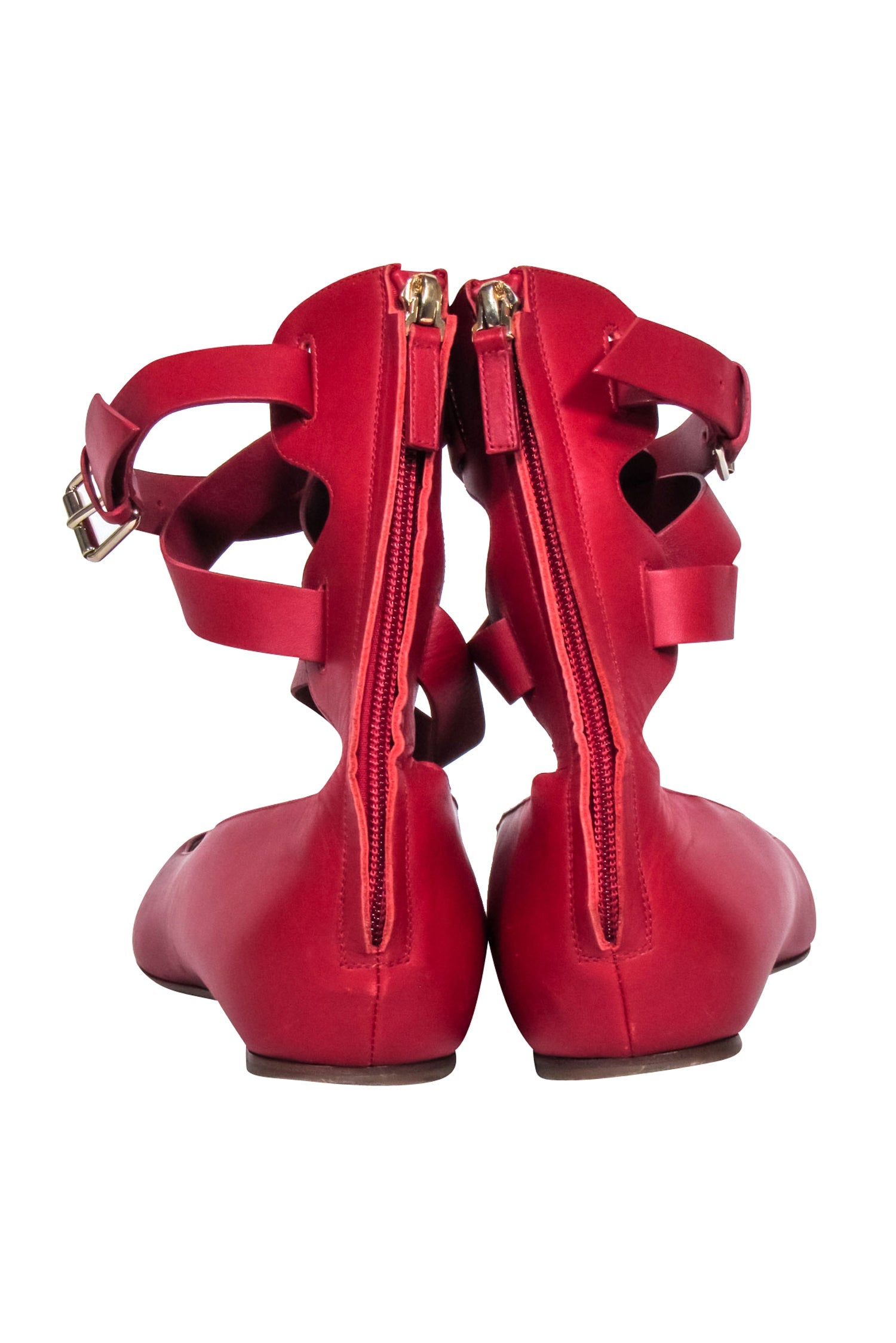 Valentino Red Gladiator Ballet Flats - Size 8.5