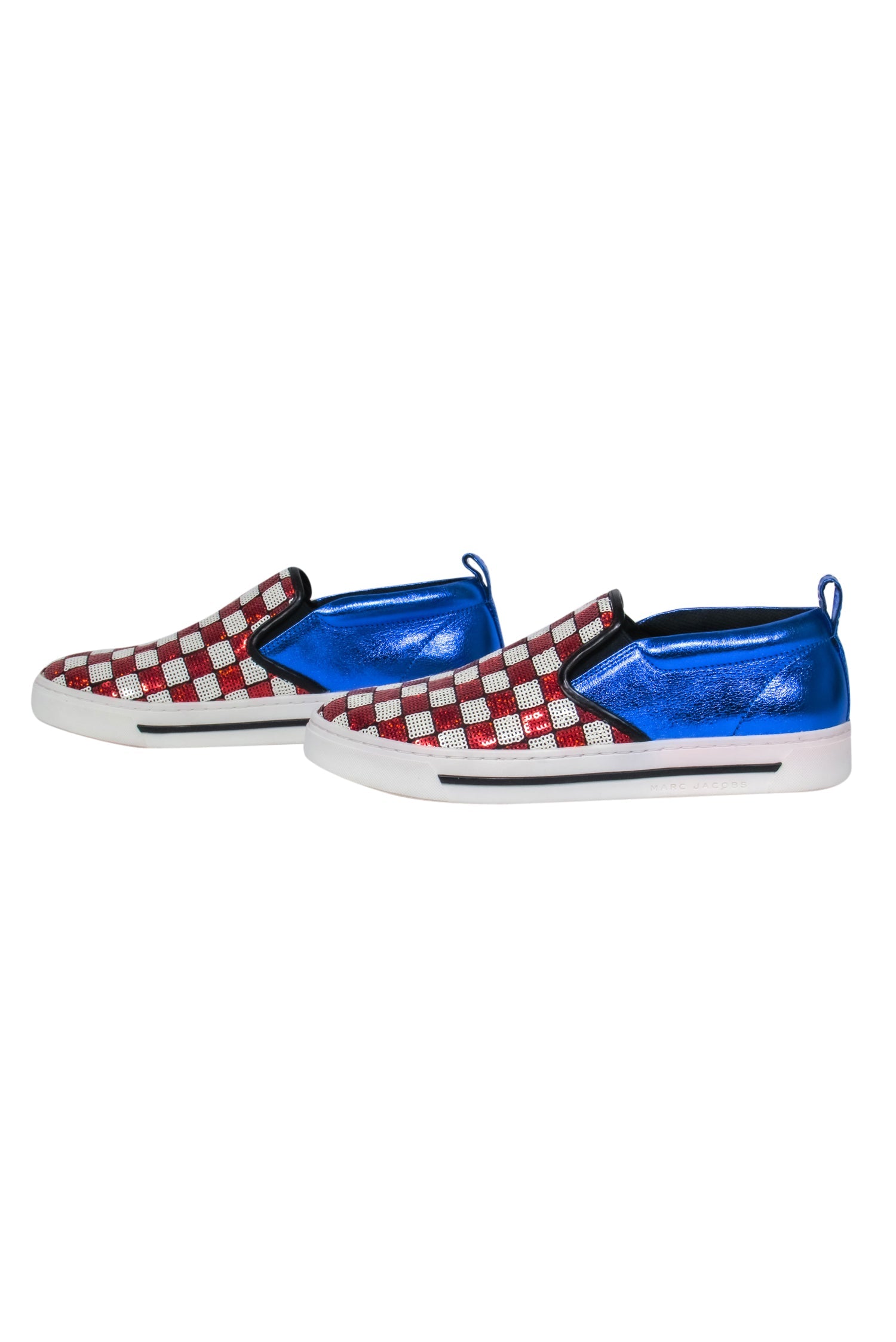 Marc Jacobs Patriotic Glam: Red, White & Blue Sequin Slip-On Sneakers (Size 8)