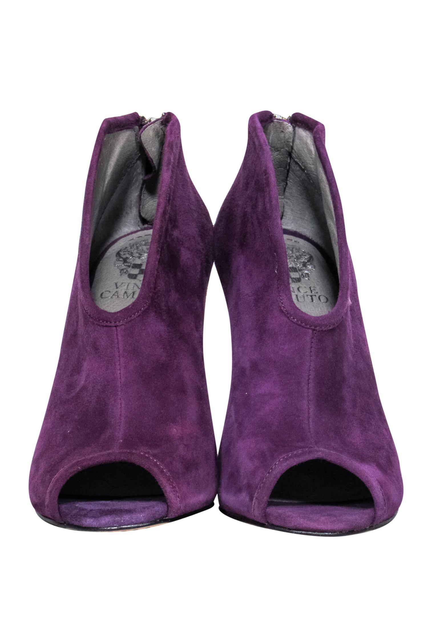 Vince Camuto Purple Suede Peep Toe Heeled Amber Ankle Booties - Size 5.5