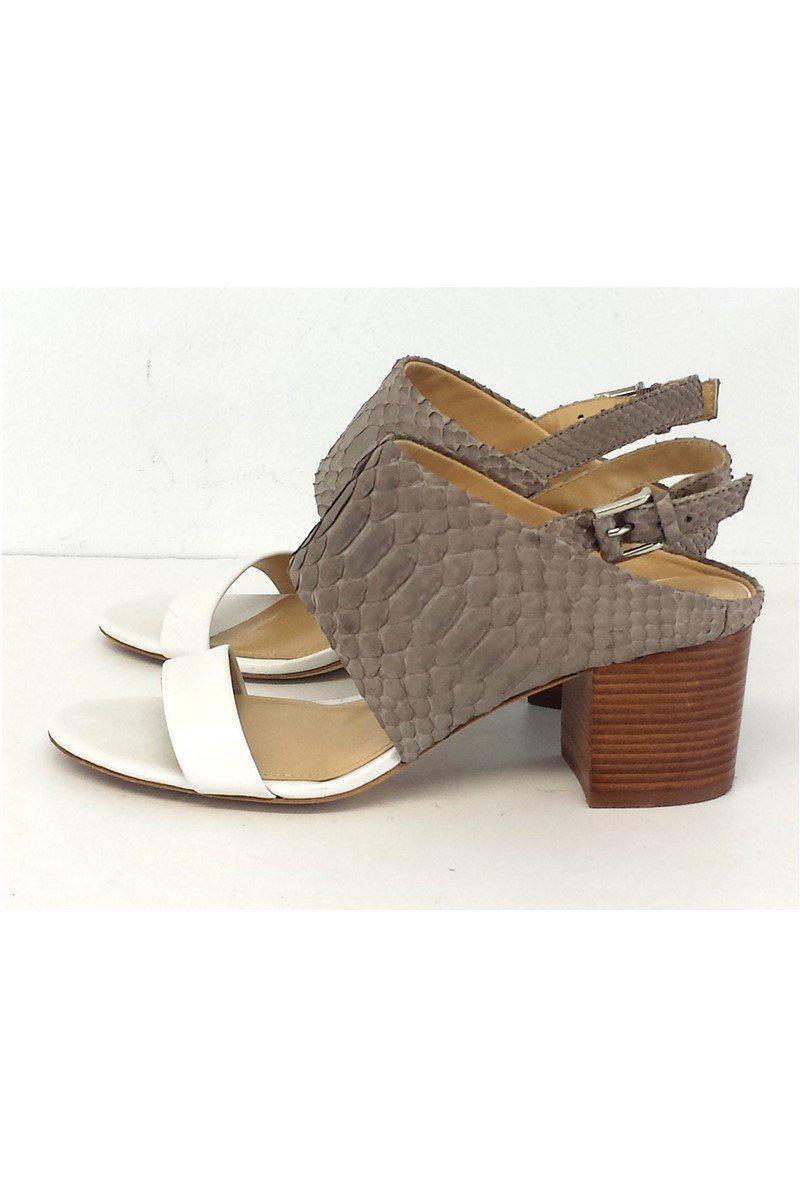 Lafayette 148 - Stunning White & Grey Snakeskin Leather Heels in Size 7