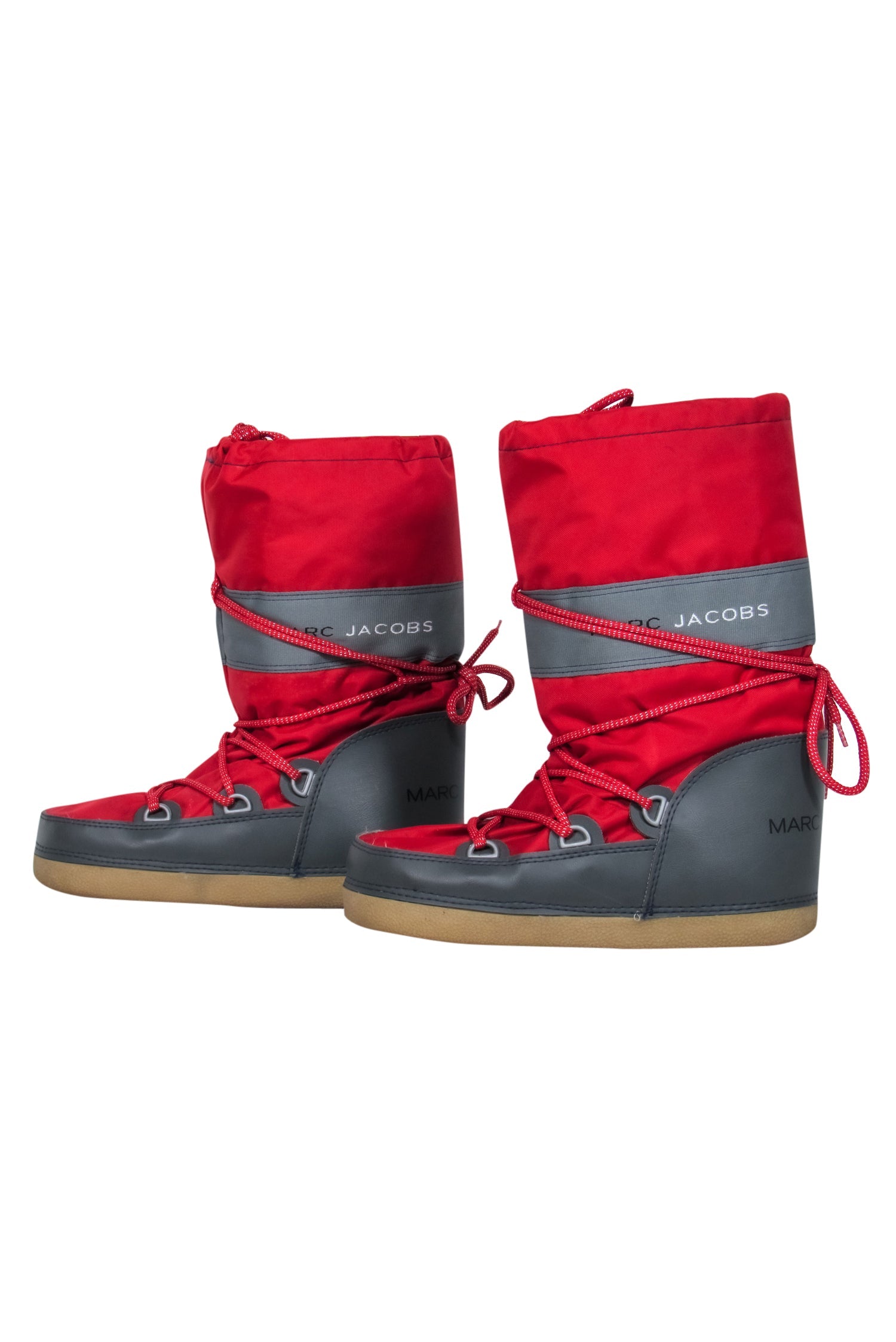 Marc Jacobs - Stunning Red & Gray Lace-Up Chunky Moon Boots in Size M