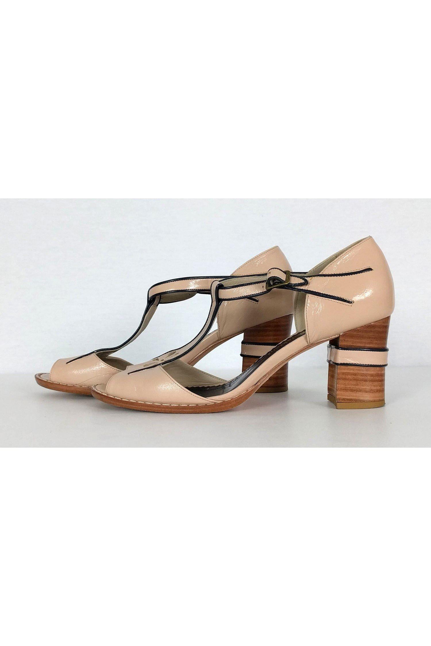 Sarah Chofakian's Stunning Nude Pink T-Strap Heels - Size 7
