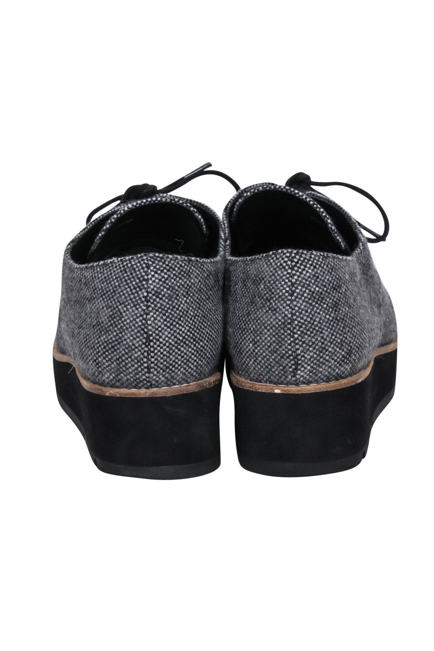 Eileen Fisher Grey Tweed Lace-Up Loafers - Size 9.5 - Trendy Winter Must-Have