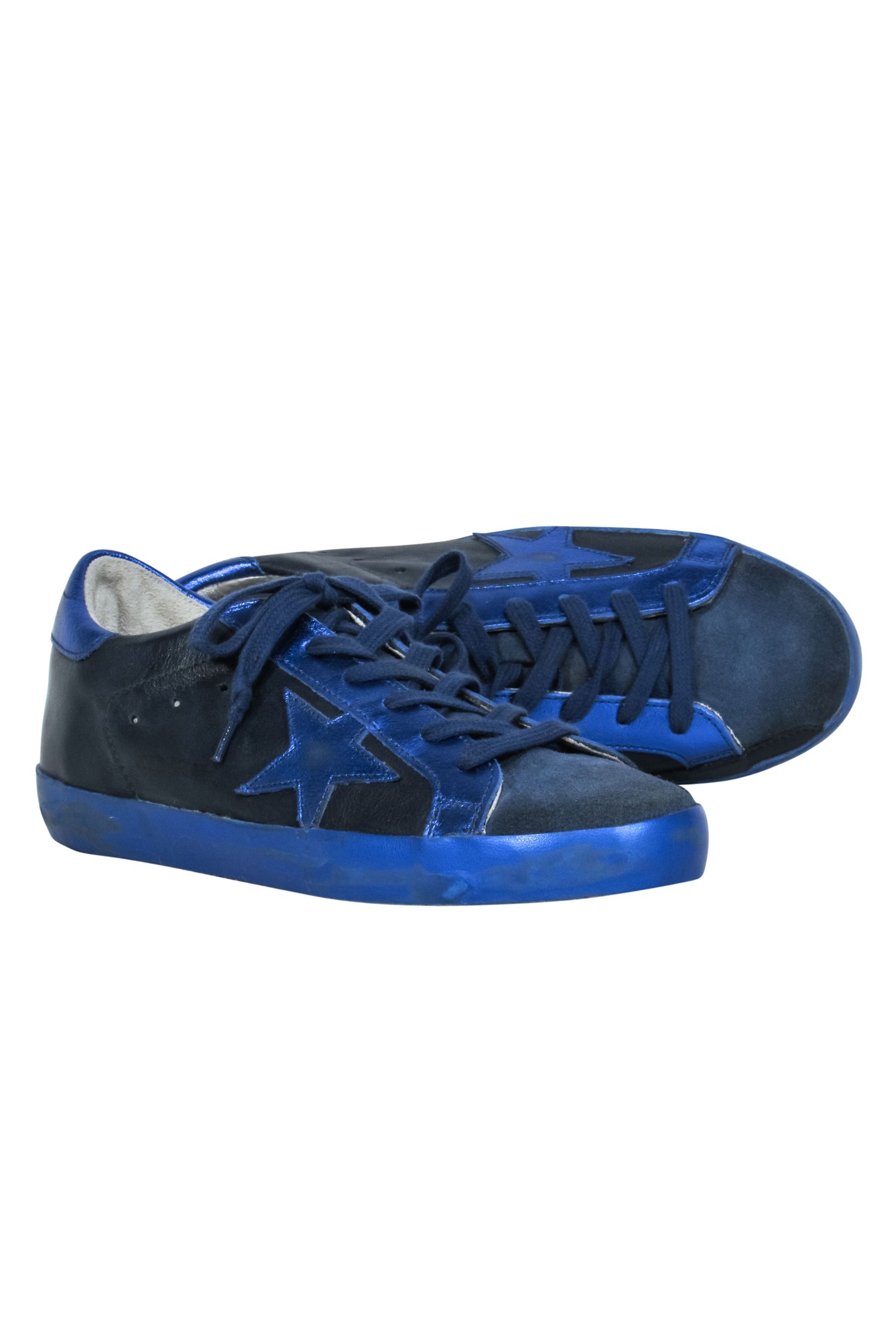 Golden Goose Royal Blue Metallic Lace - Up Sneakers in Size 9