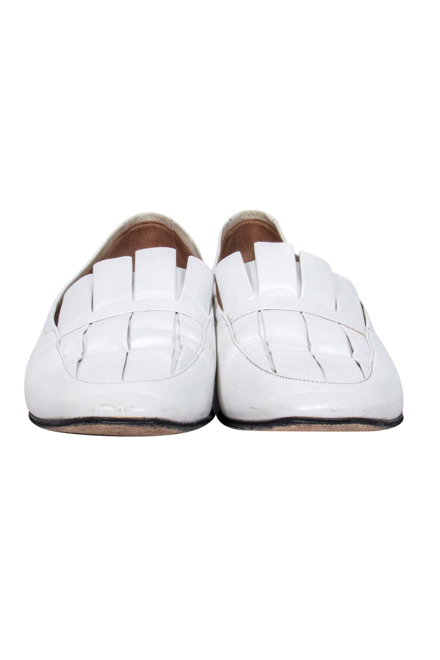 The Row - Gorgeous White Leather Pleated Loafers in Size 8.5