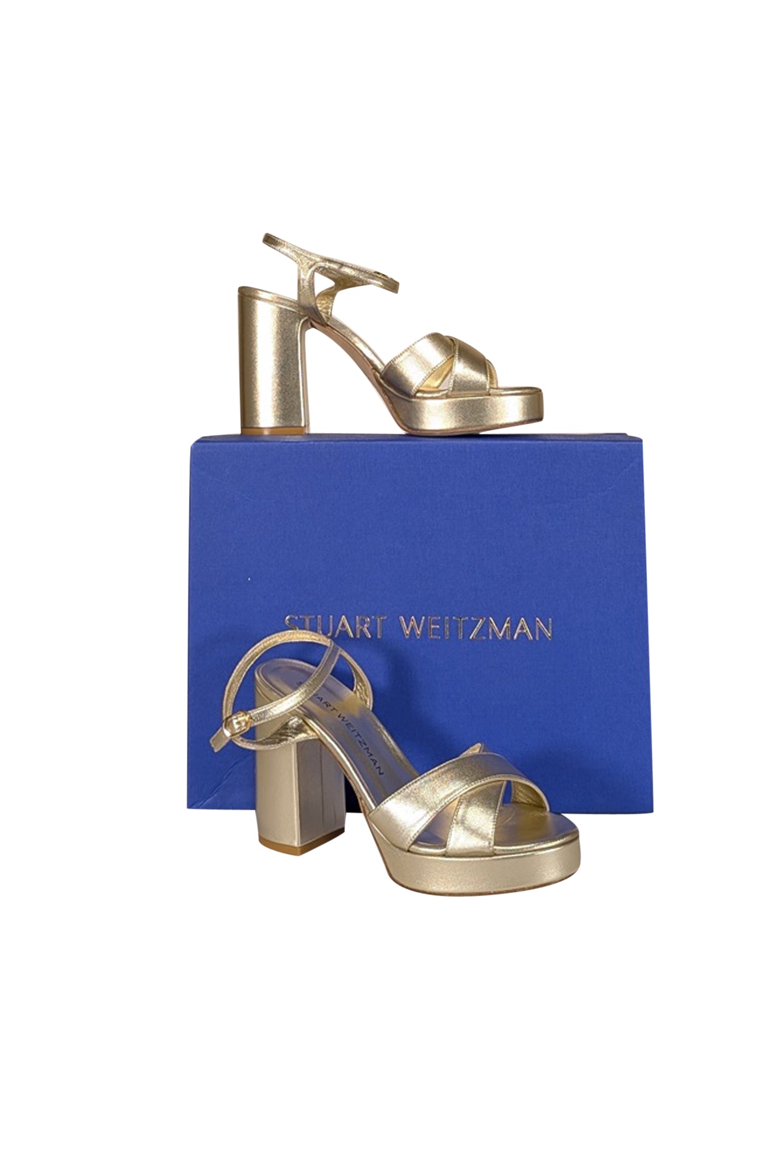 Stuart Weitzman's Glorious Gold Leather Platform Heels - Size 6.5