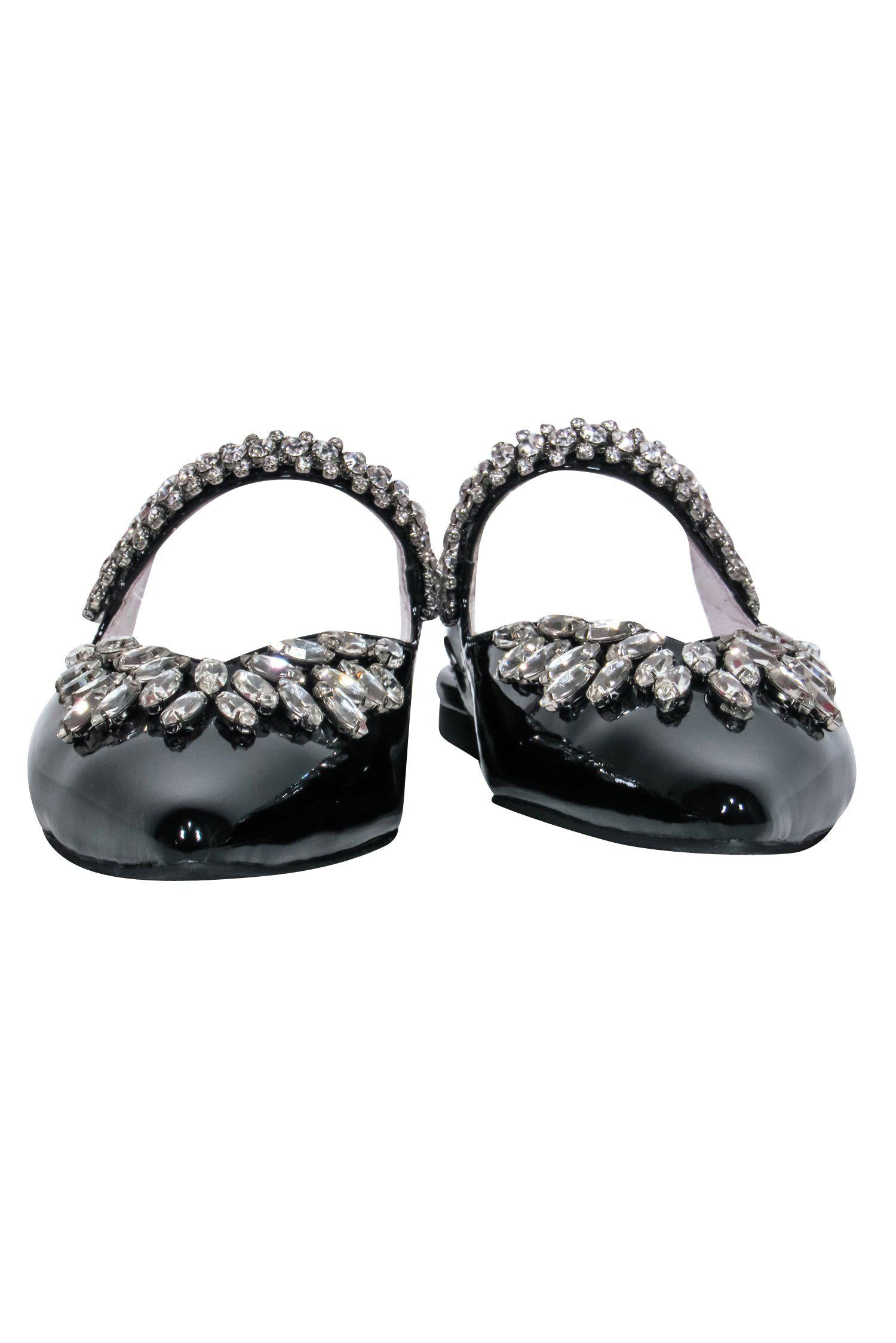 Jeffrey Campbell Lori Jeweled Flats - Black Patent Pointed Toe, Size 7