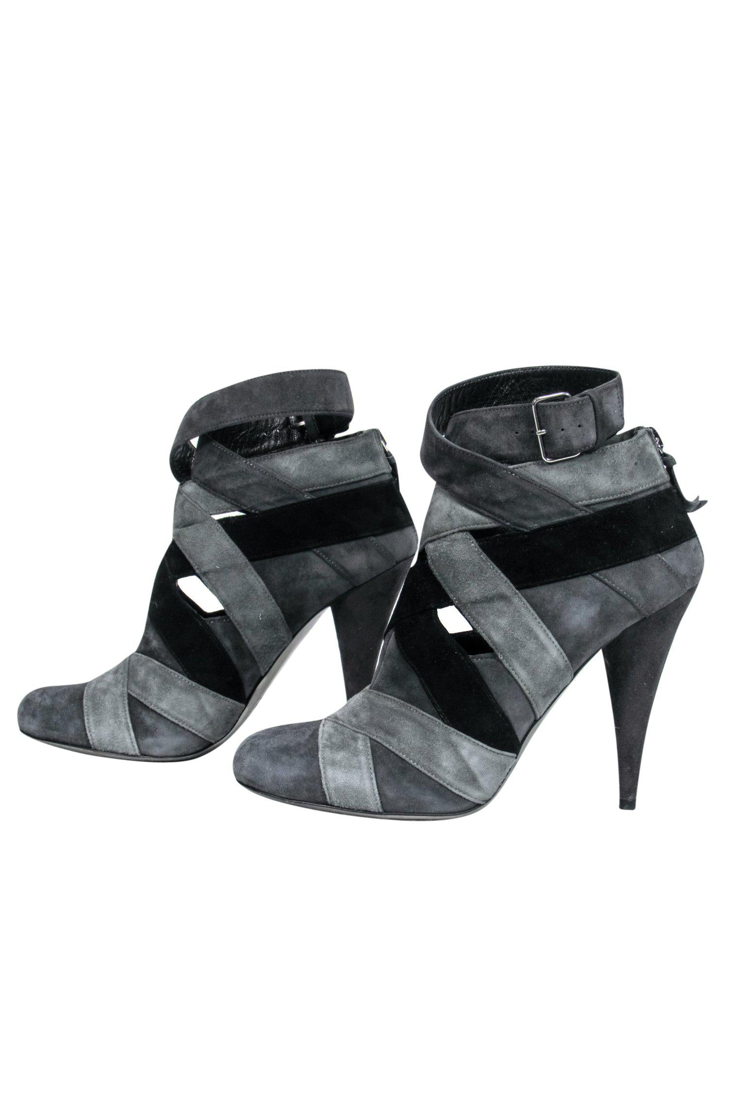 Miu Miu Black & Grey Suede Bootie Heels - Size 7: A Fashion Must-Have!