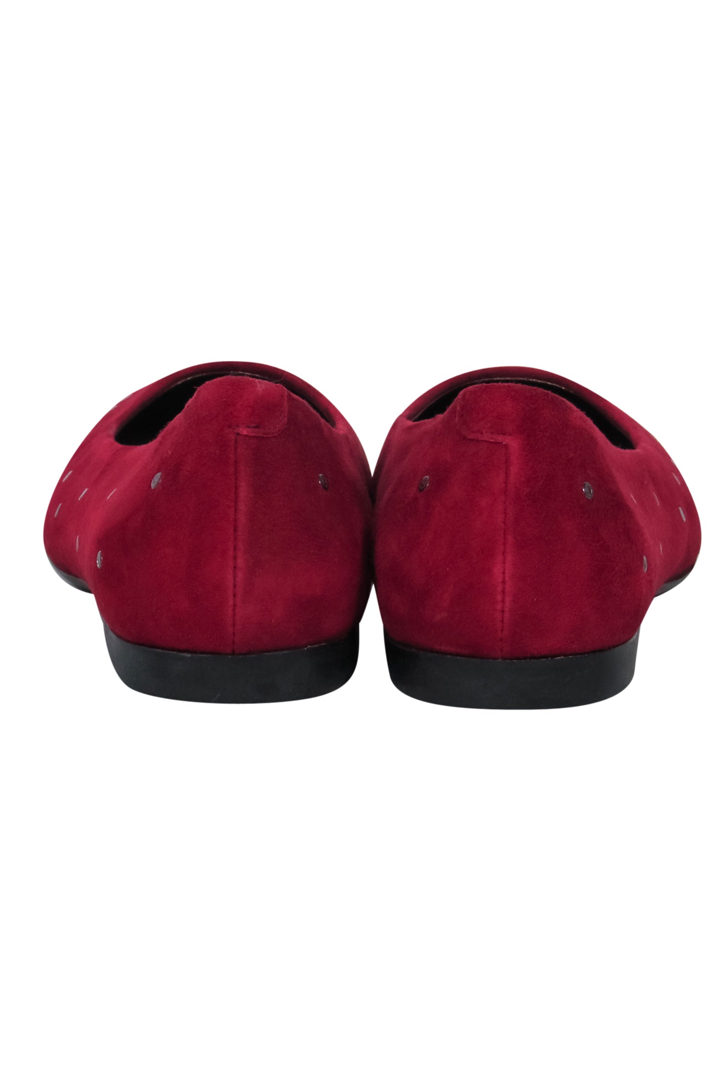 AGL - Stunning Dark Red Suede Flats with Grommets, Size 8