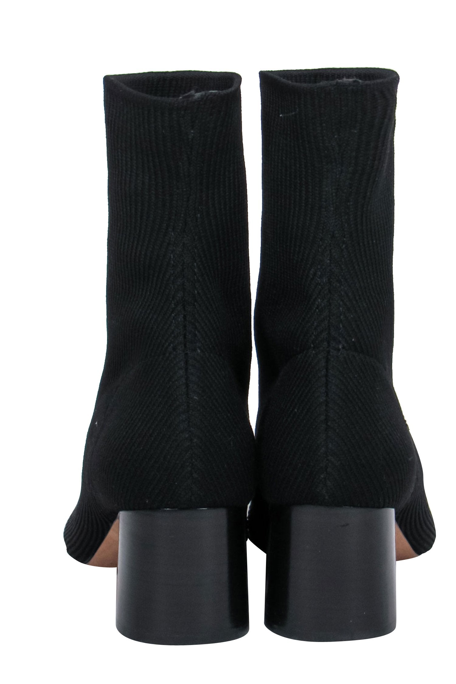 Vince Black Ribbed Knit Block Heel Tasha Ankle Booties - Size 8.5: A Must-Have for Chilly Days!