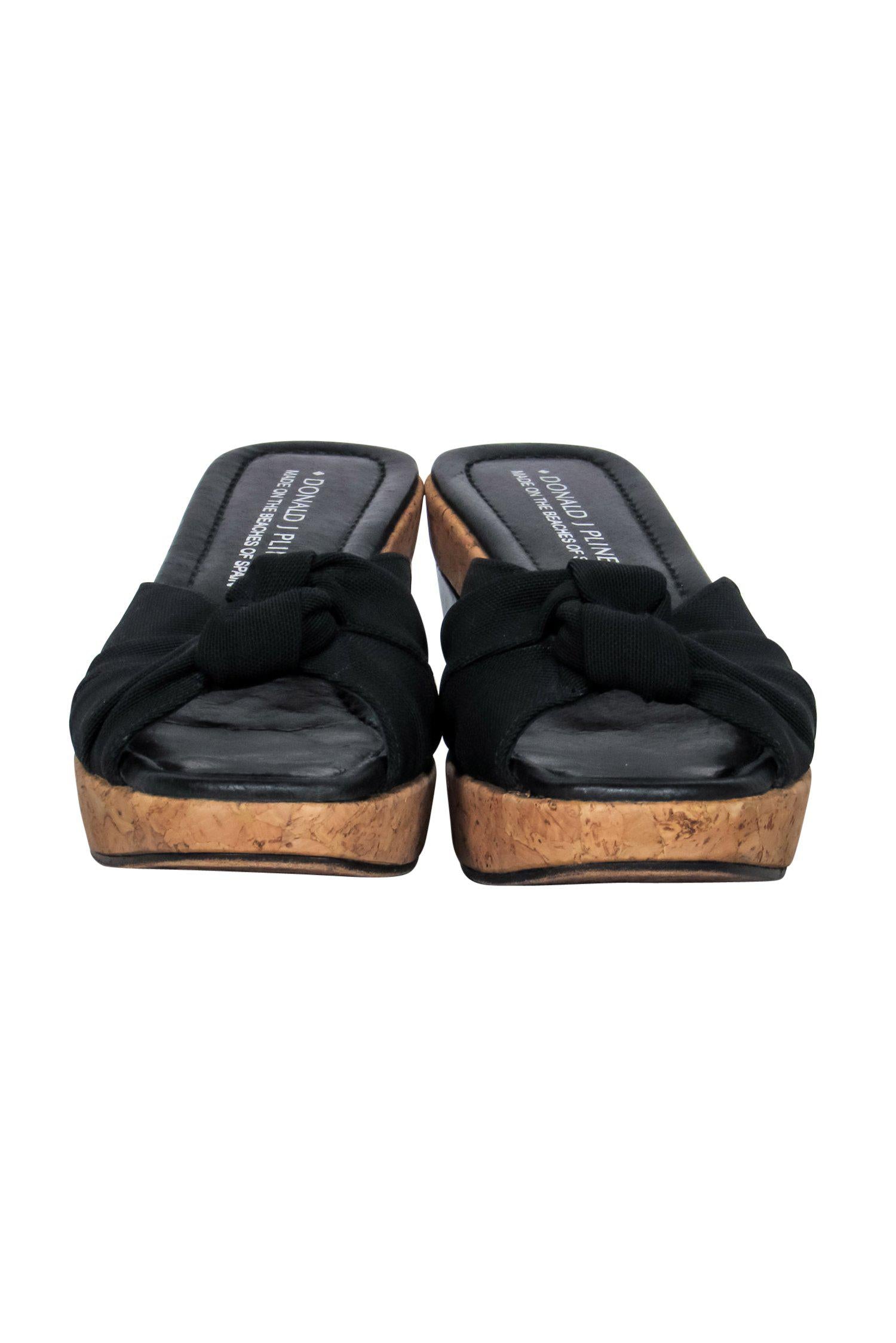 Donald J Pliner Black Knotted Strap Cork Wedges - Size 7: Tropical Vacation Must-Haves!