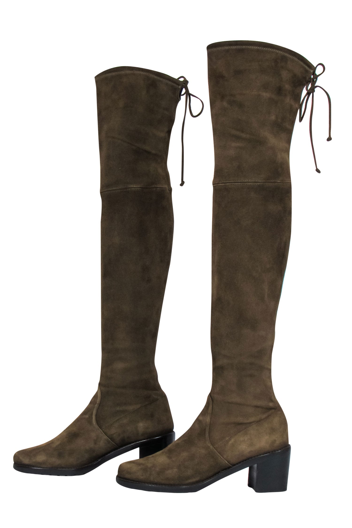 Stuart Weitzman Olive Suede Block Heel Over-the-Knee Boots - Size 8