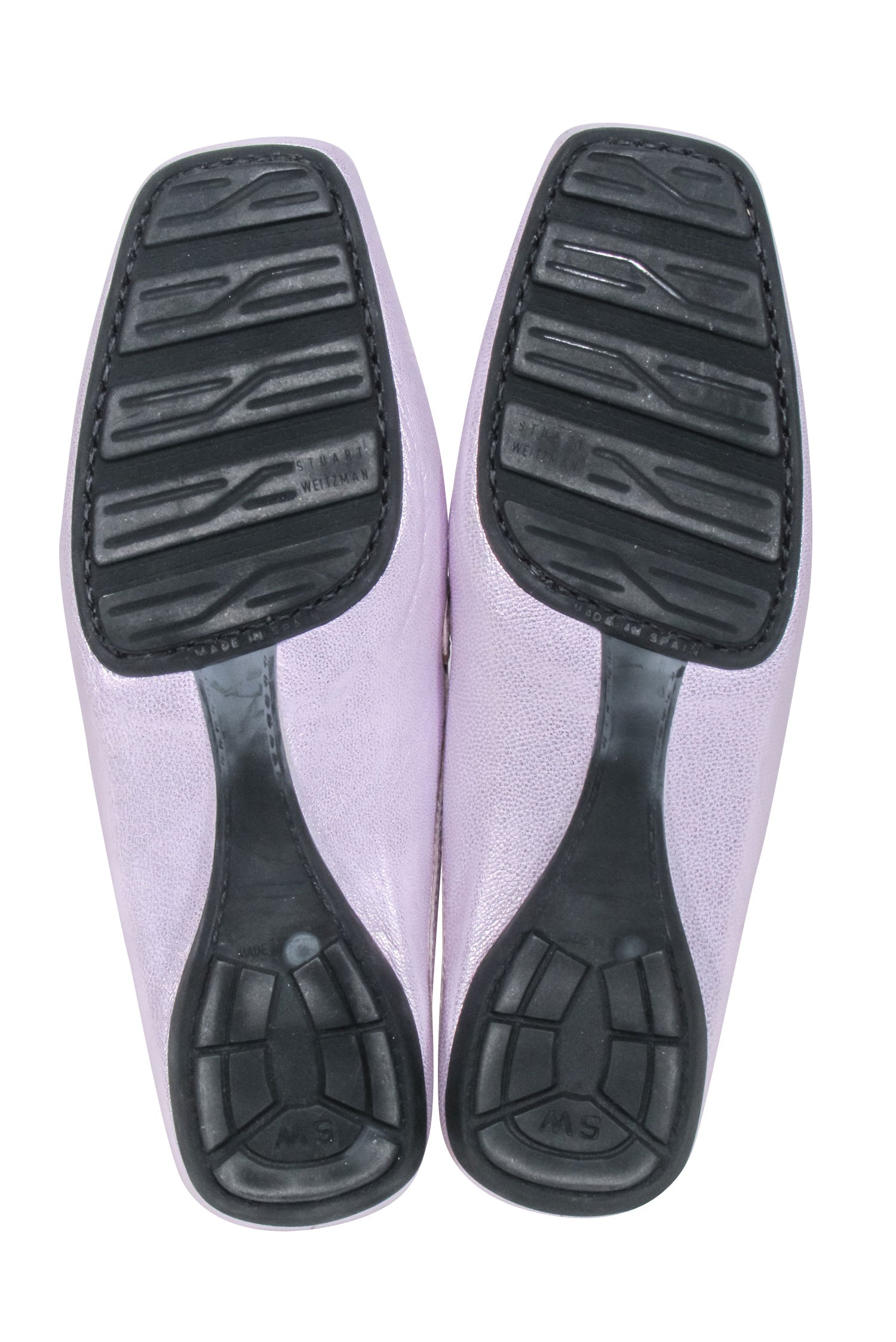 Stuart Weitzman Lavender Metallic Leather Mule Loafers with Crystal Rhinestones - Size 7