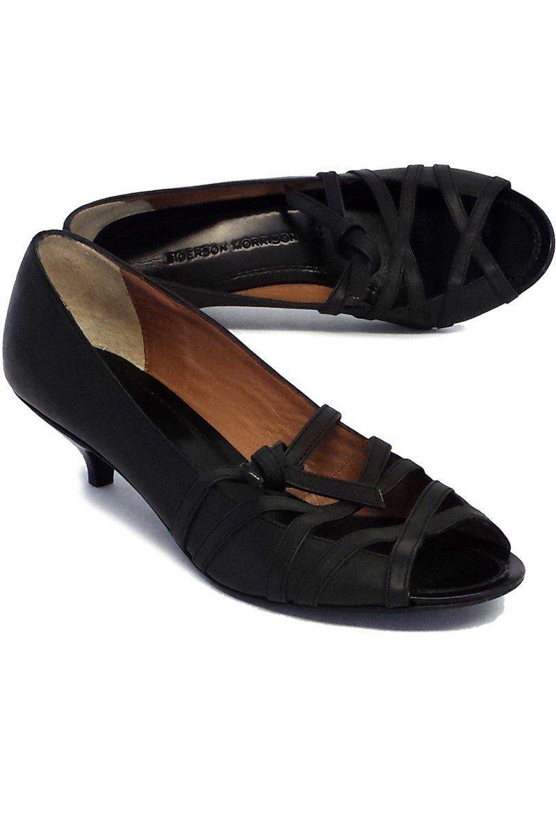 Sigerson Morrison - Gorgeous Black Leather Strappy Kitten Heels Size 6.5 - Grab Yours Now!