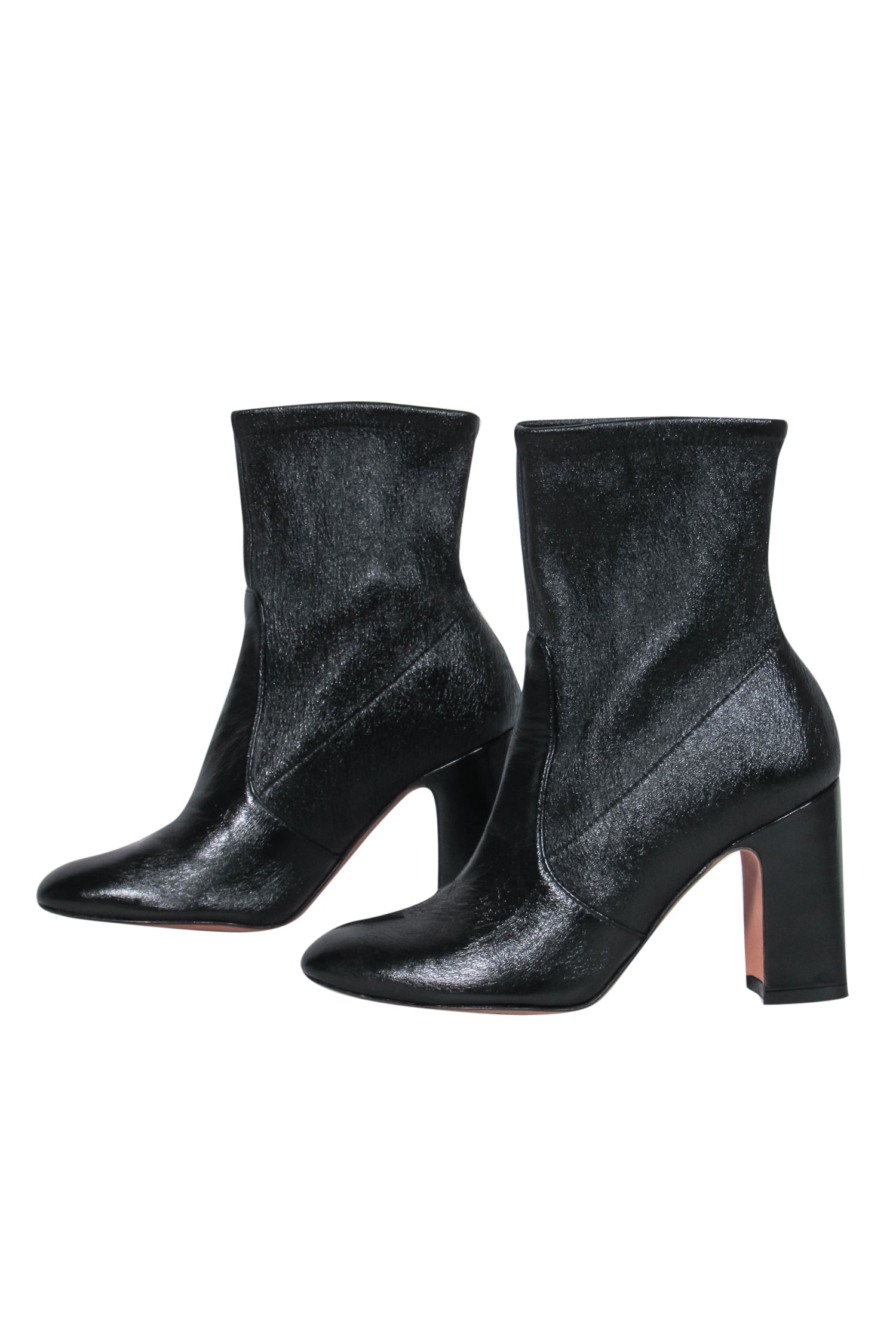 Stuart Weitzman Black Crackled Leather Block Heel Booties - Size 6: Elevate Your Autumn!