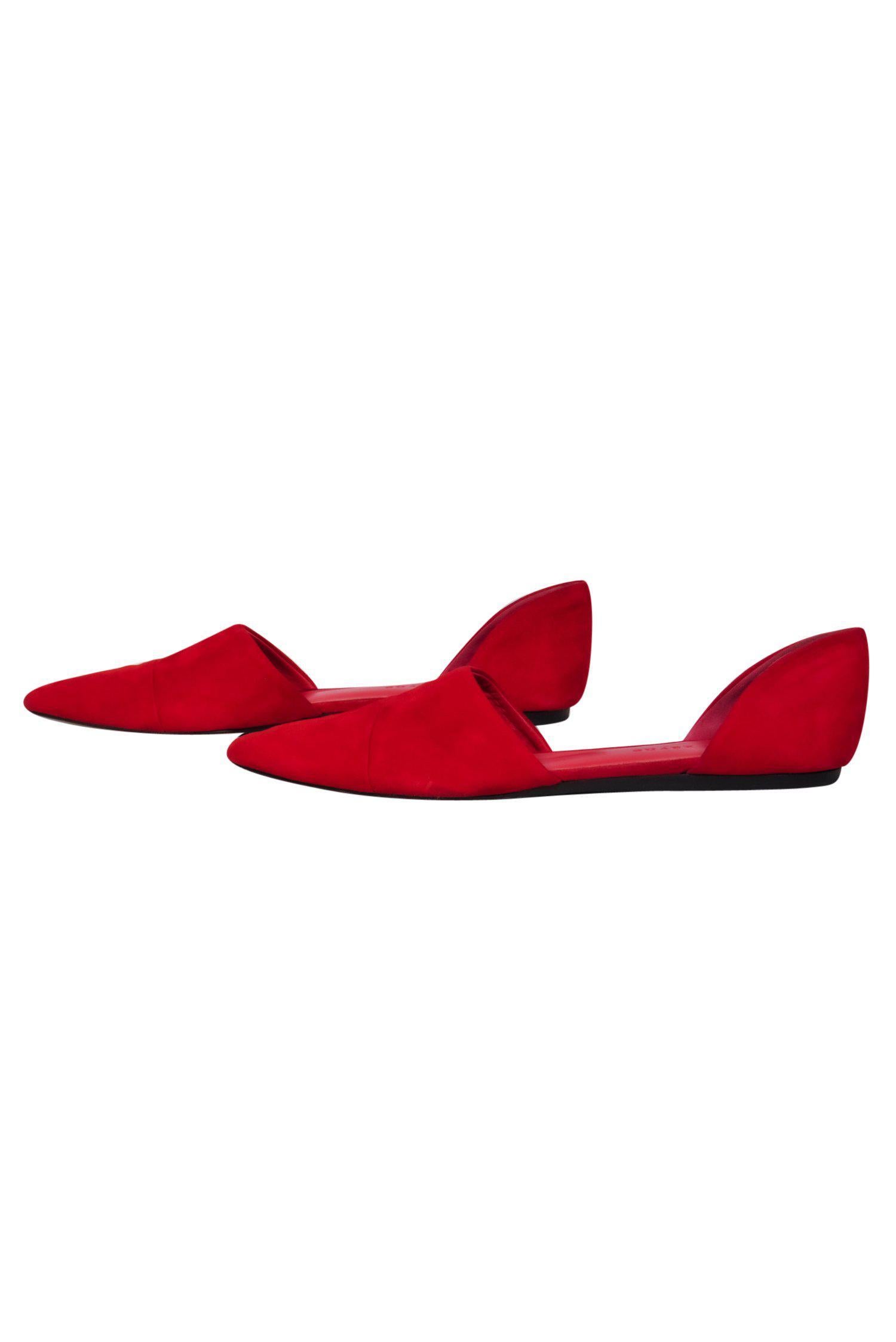 Jenni Kayne's Red Suede Pointed Toe Flats - Size 10: A Must-Have for Fashionistas!