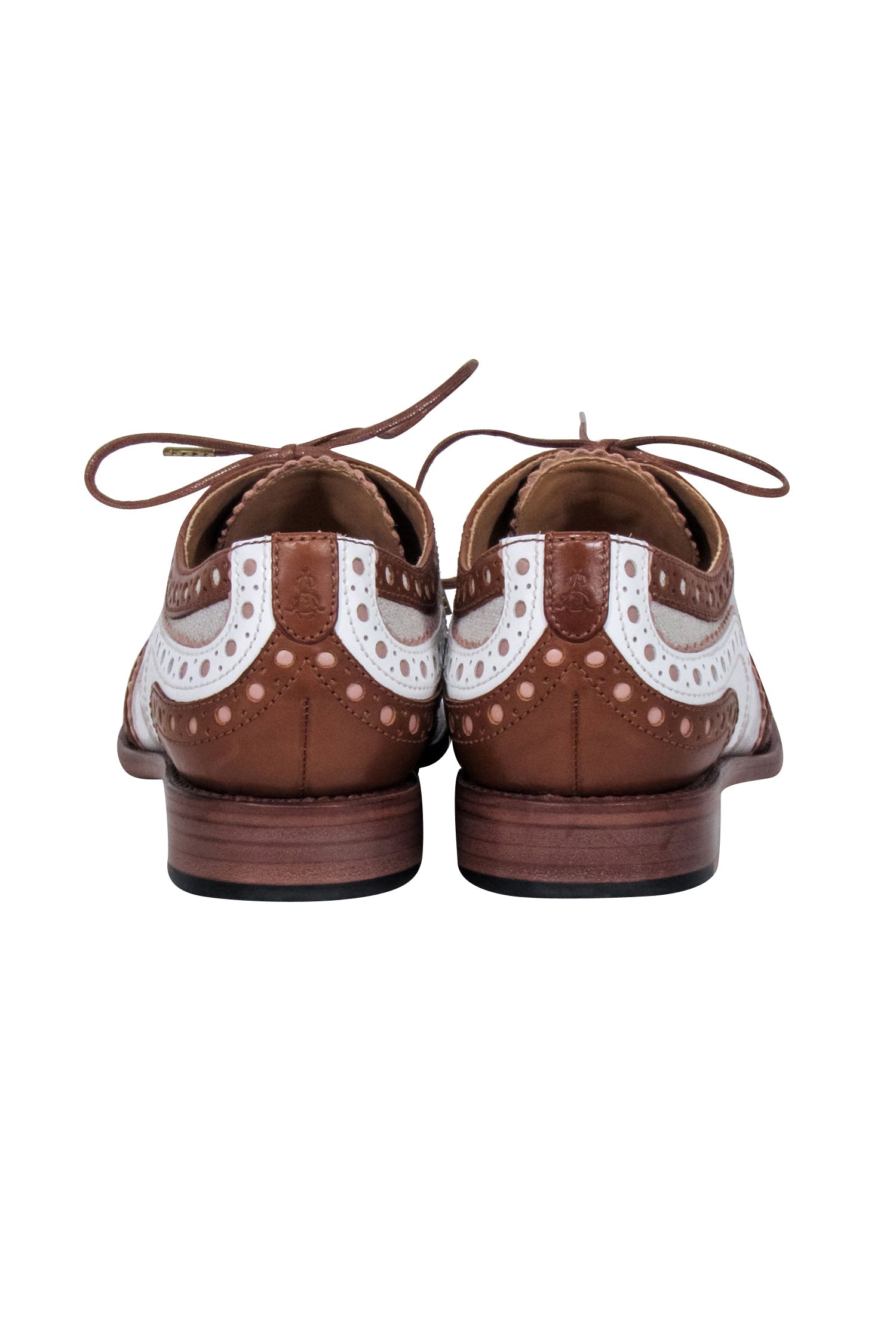 Angela Scott's Stylish Cognac & White 'Mr. Doubt' Oxfords - Size 9