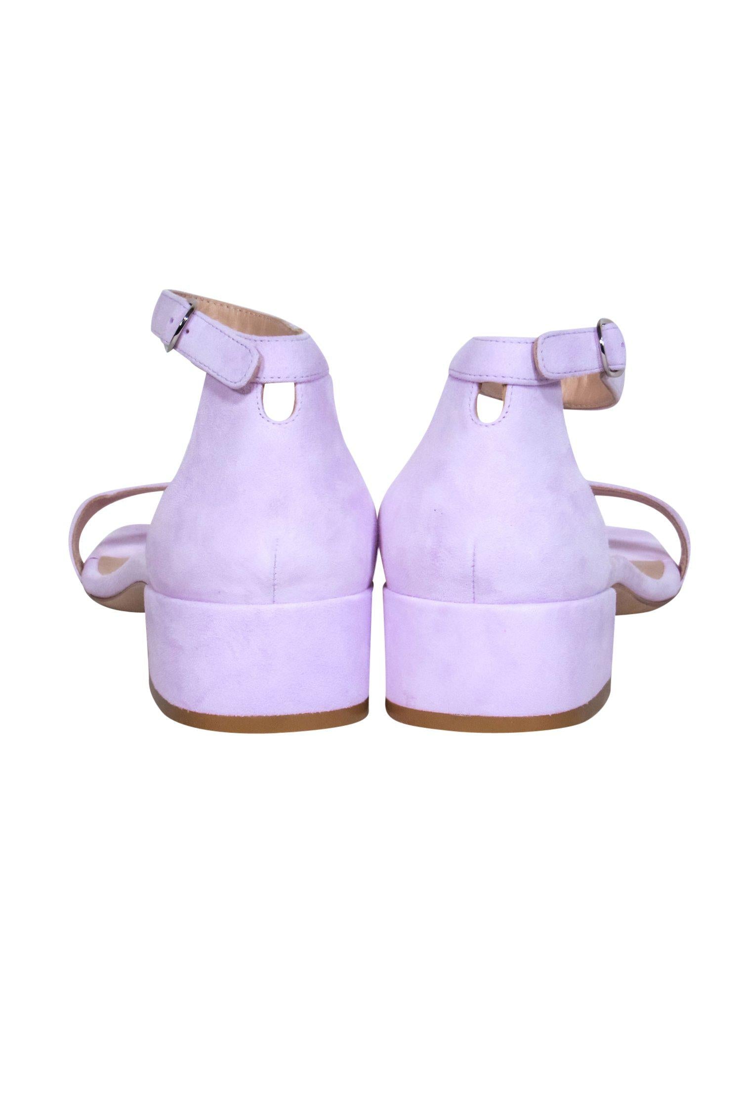 Stuart Weitzman Lilac Suede Ankle - Strap Square - Toe Sandals: Size 11.5 Must - Haves!