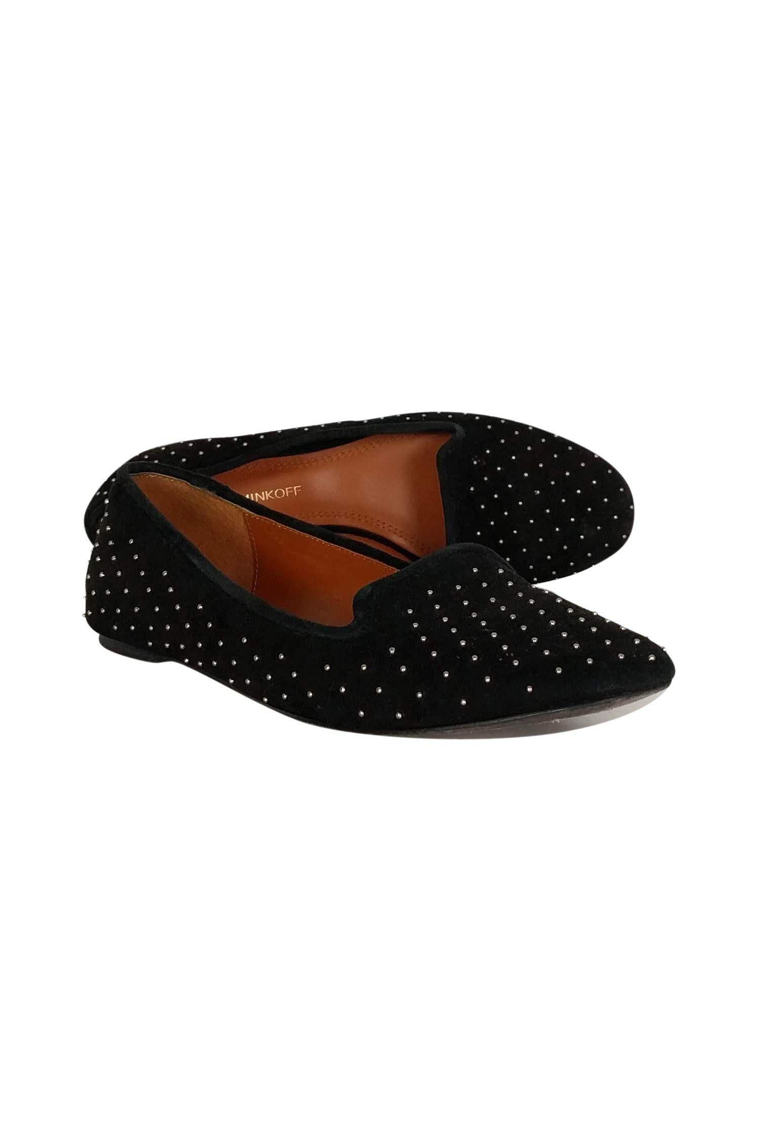 Rebecca Minkoff - Stunning Black Studded Suede Flats, Size 8