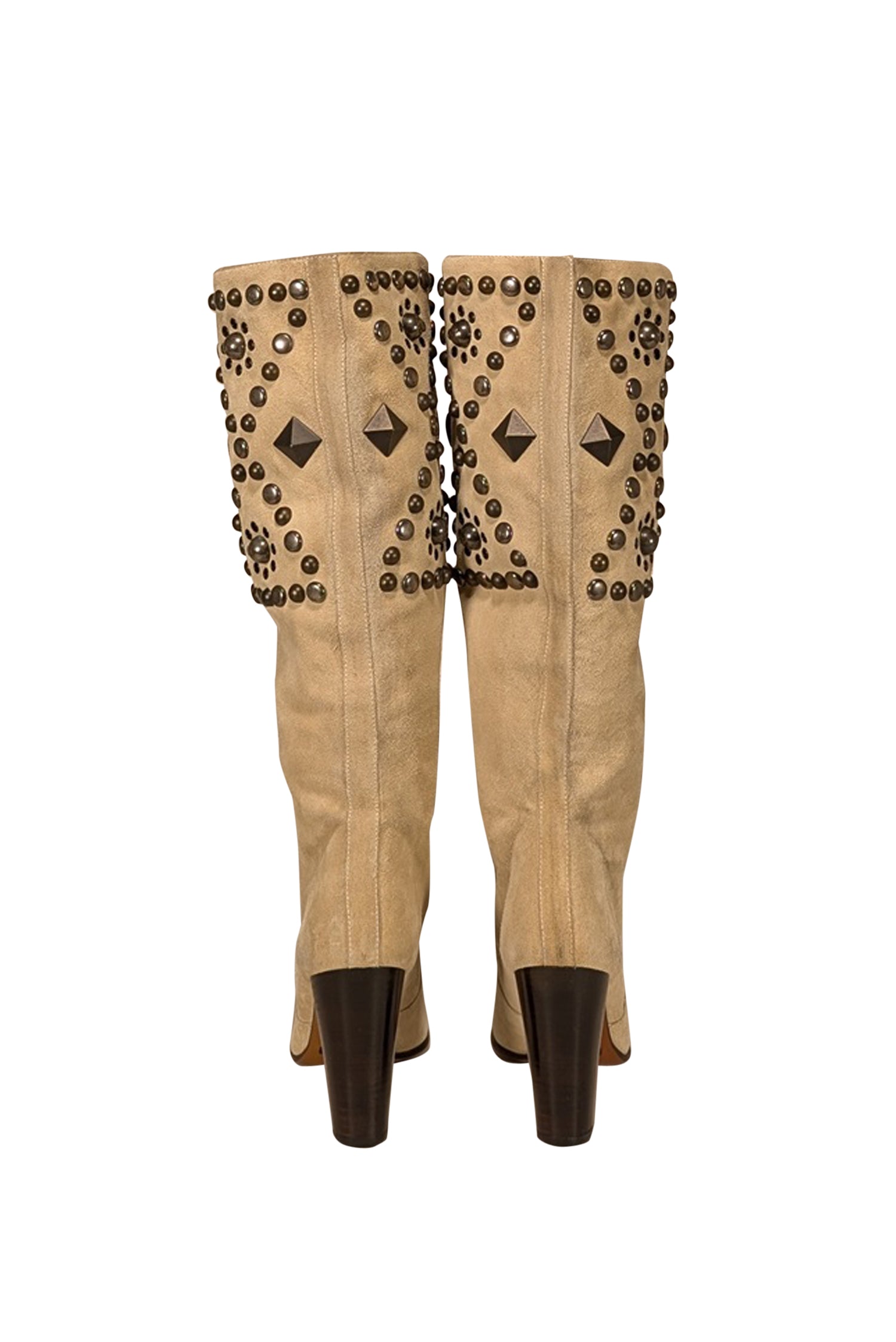 Dolce & Gabbana's Stunning Beige Suede Studded Boots - Size 8